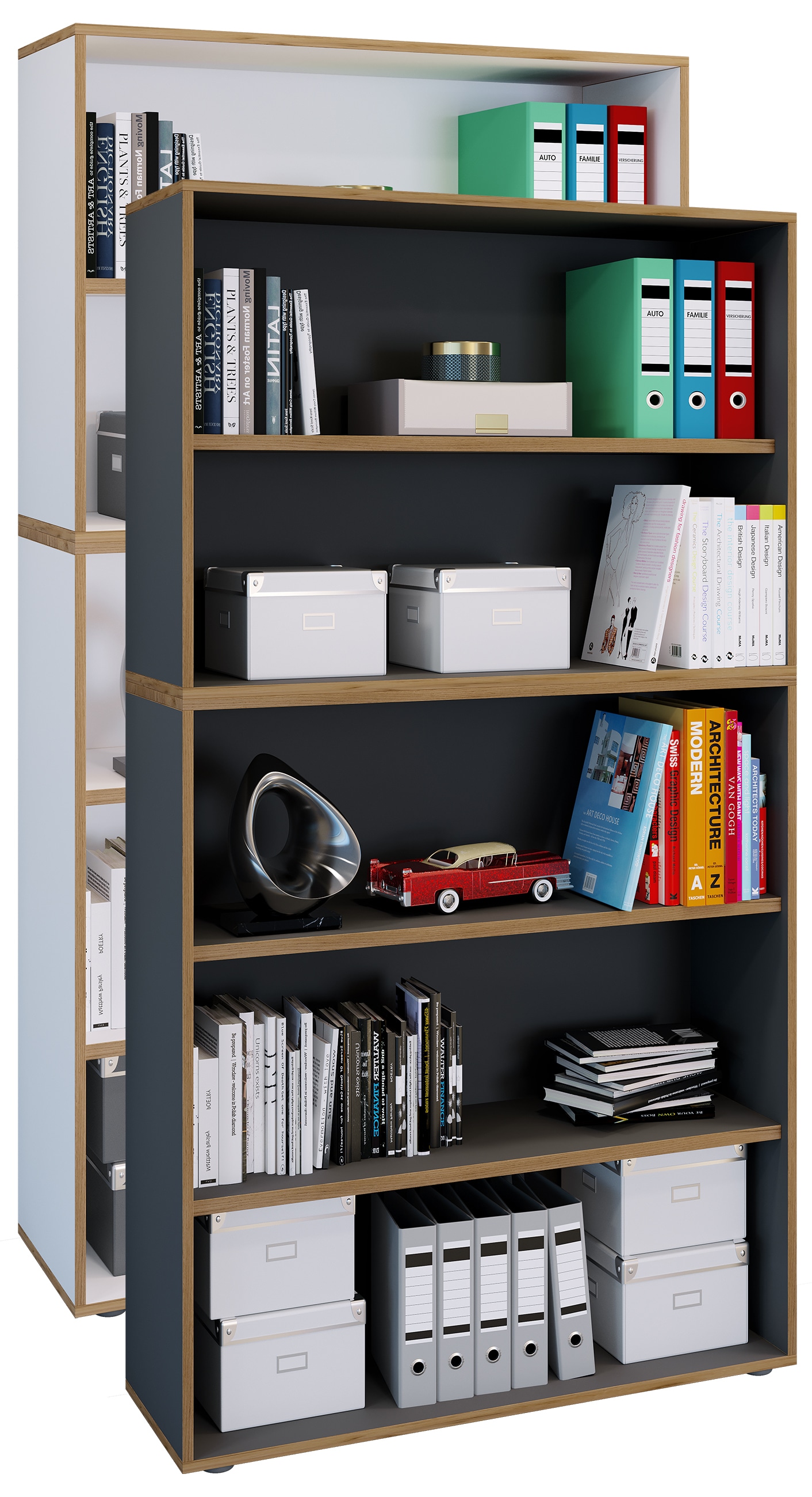 VCM Holzregal stehend | platzsparender Aktenschrank | Ma&szlig;e ca. B. 100 x H. 183 x T. 33 cm | Elegantes Regal | B&uuml;roregal &ndash; Salia 5fach B. 100 cm 