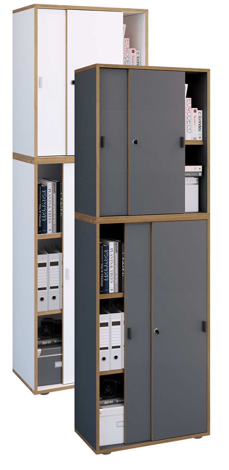 VCM Aktenschrank "Büroschrank Aktenschrank Schiebetüren Salia 5fach" 1 Stk. tlg.