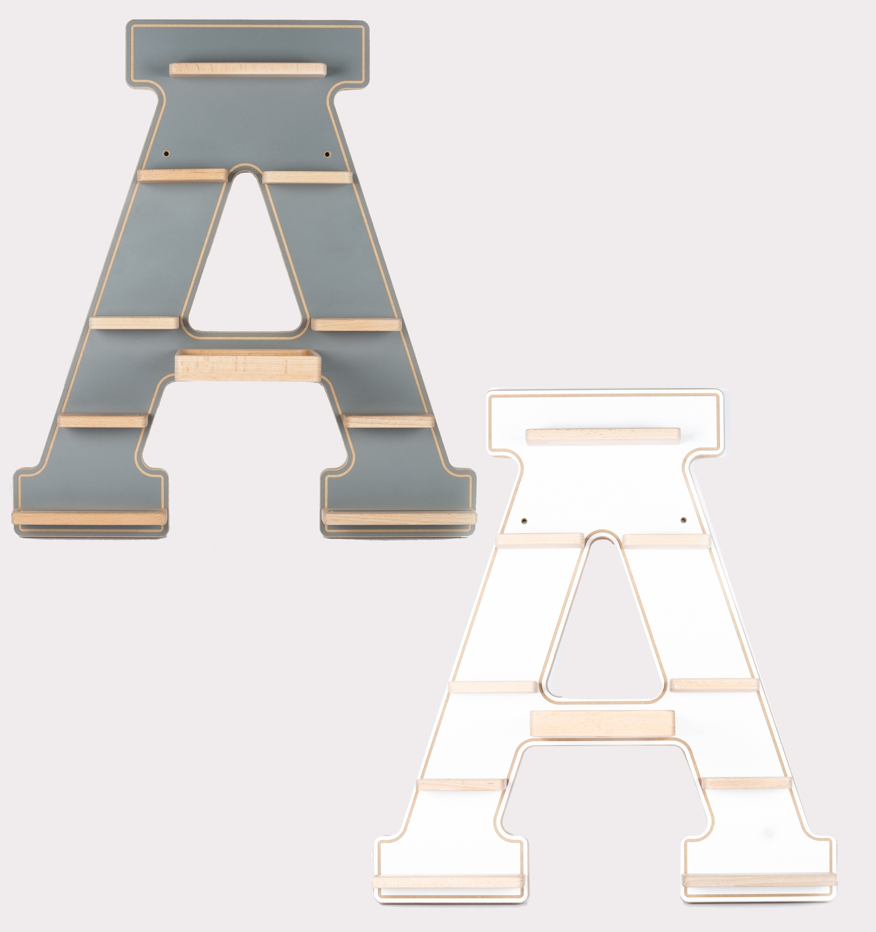 BOARTI Kinderregal Buchstabe A | h&auml;ngend f&uuml;r Toniebox und Tonie Figuren | platzsparendes Regal | H. 54 x B. 49 x T. 19 | Wandregal Musikbox Figuren Aufbewahrung mit Magneteins&auml;tzen | Aufbewahrungsregal Holz 