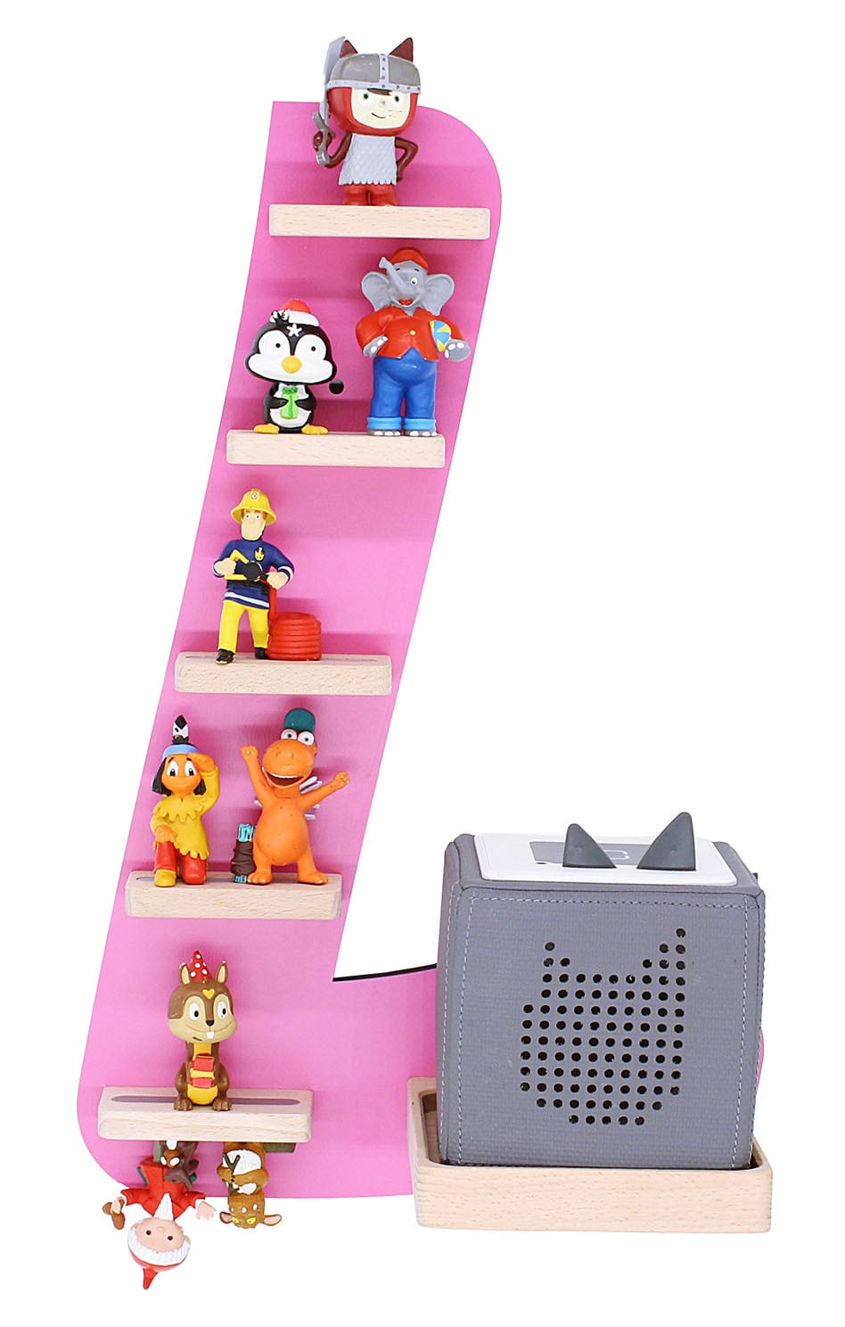 BOARTI Kinderregal Buchstabe L | h&auml;ngend f&uuml;r Toniebox und Tonie Figuren | platzsparendes Regal | H. 47 x B. 32 x T. 19 | Wandregal Musikbox und Figuren Aufbewahrung Magneteins&auml;tzen | Aufbewahrungsregal Holz 