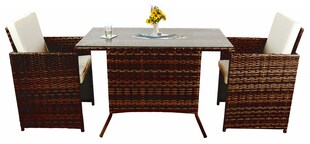 VCM 3-tlg Gartenmöbel Set | Sitzgruppe Essgruppe | 1xTisch, 2x Stühle | Tisch Maße ca. H. 74 x B. 114 x T.  64 cm | Rattan | Garten Set - Raloso 