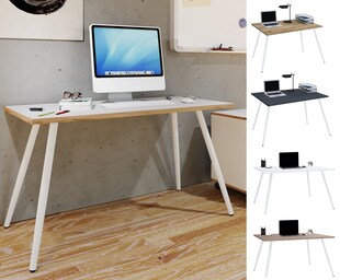 VCM Schreibtisch Computertisch Bürotisch Skandanivischer Retro Look Salia 138x80 cm 