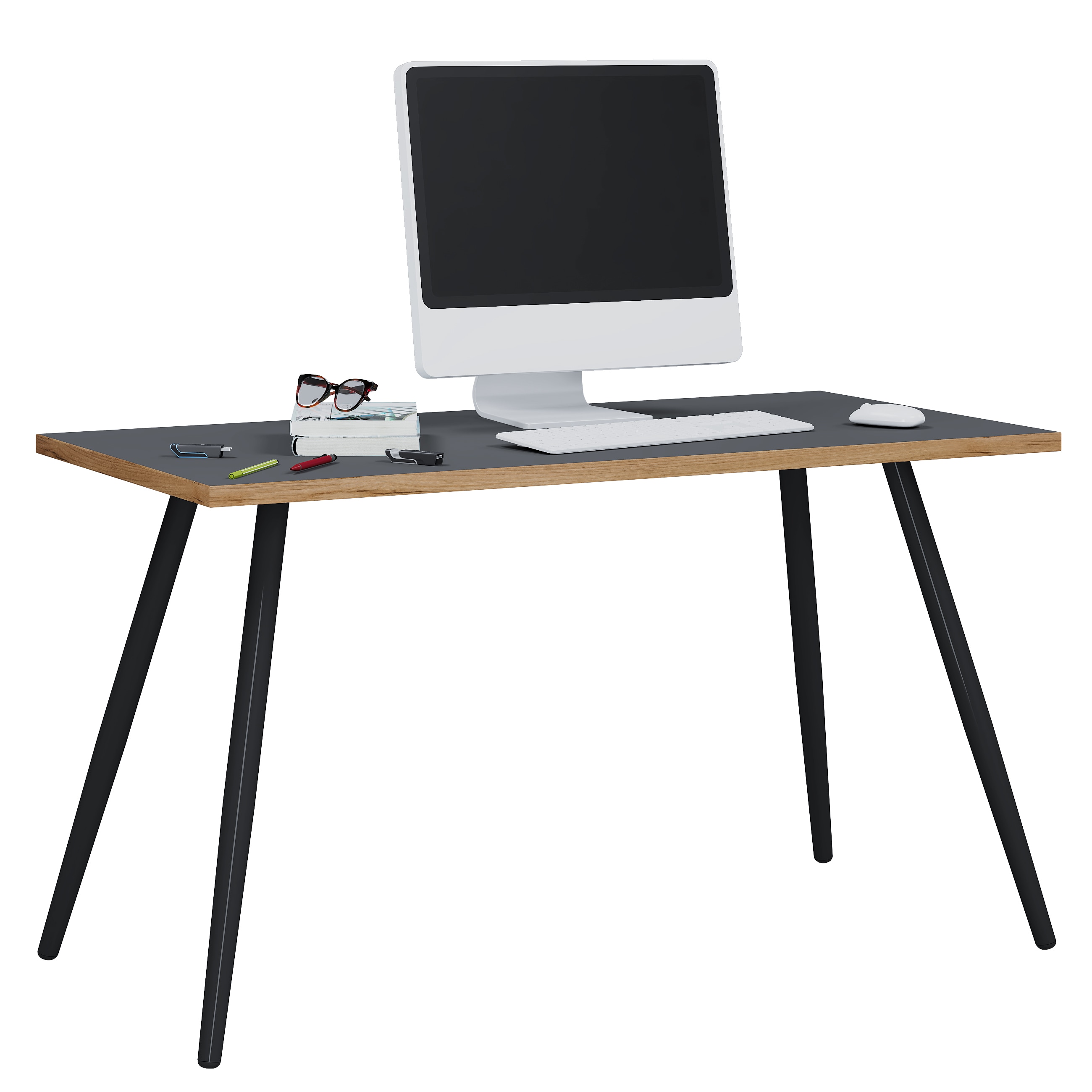 VCM Schreibtisch Computertisch B&uuml;rotisch Skandanivischer Retro Look Salia 138x50 cm 