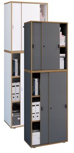 VCM Holz Büroschrank Ordner Aktenschrank Büromöbel Schrank Salia 5-fach Breite 60 cm Schiebetüren 