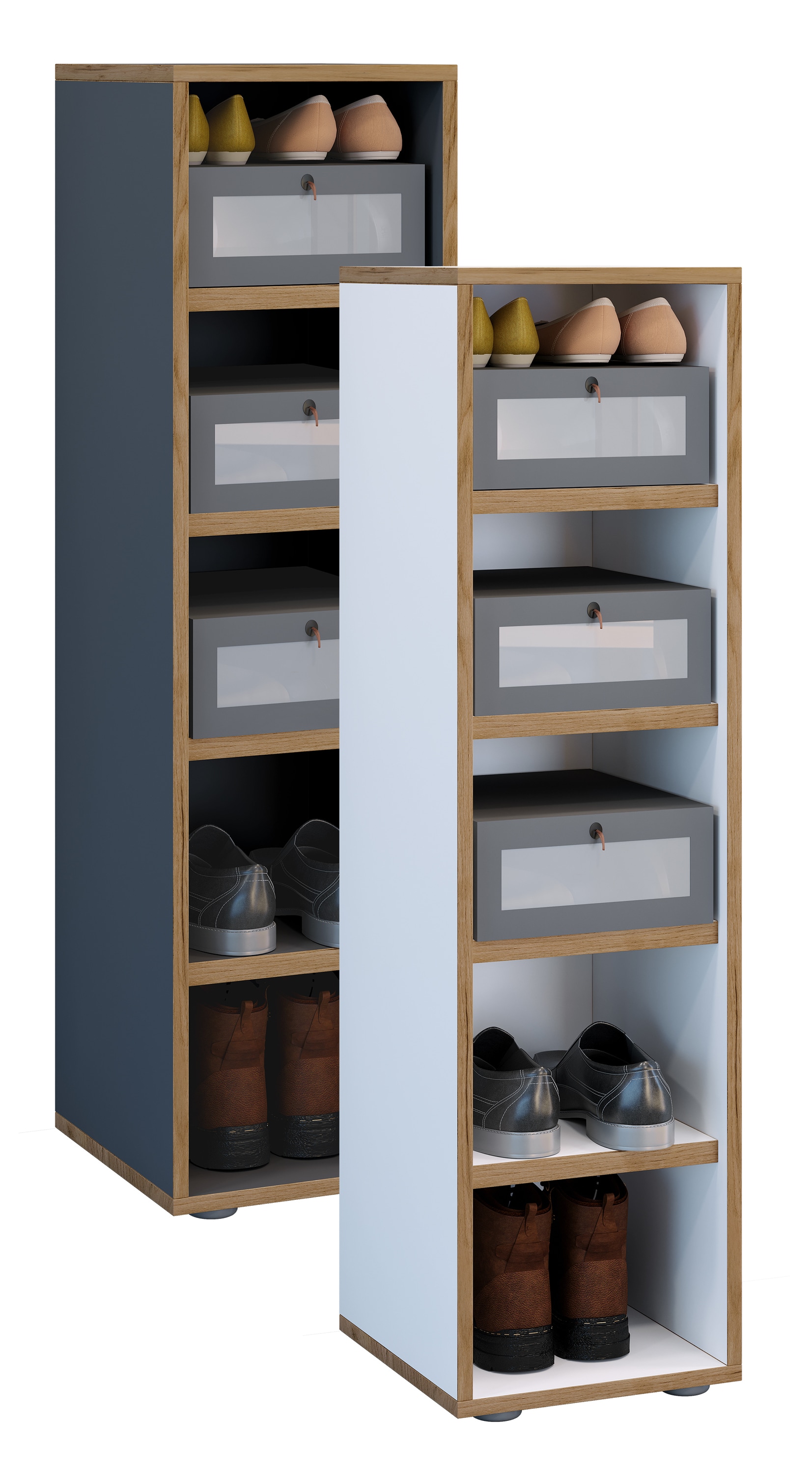 VCM Holz Schuhregal | Ma&szlig;e ca. H. 110 x B. 30 x T. 33 cm | Schuhkommode mit 5 F&auml;cher | Schuhschrank - Salia 5fach B. 30 cm 