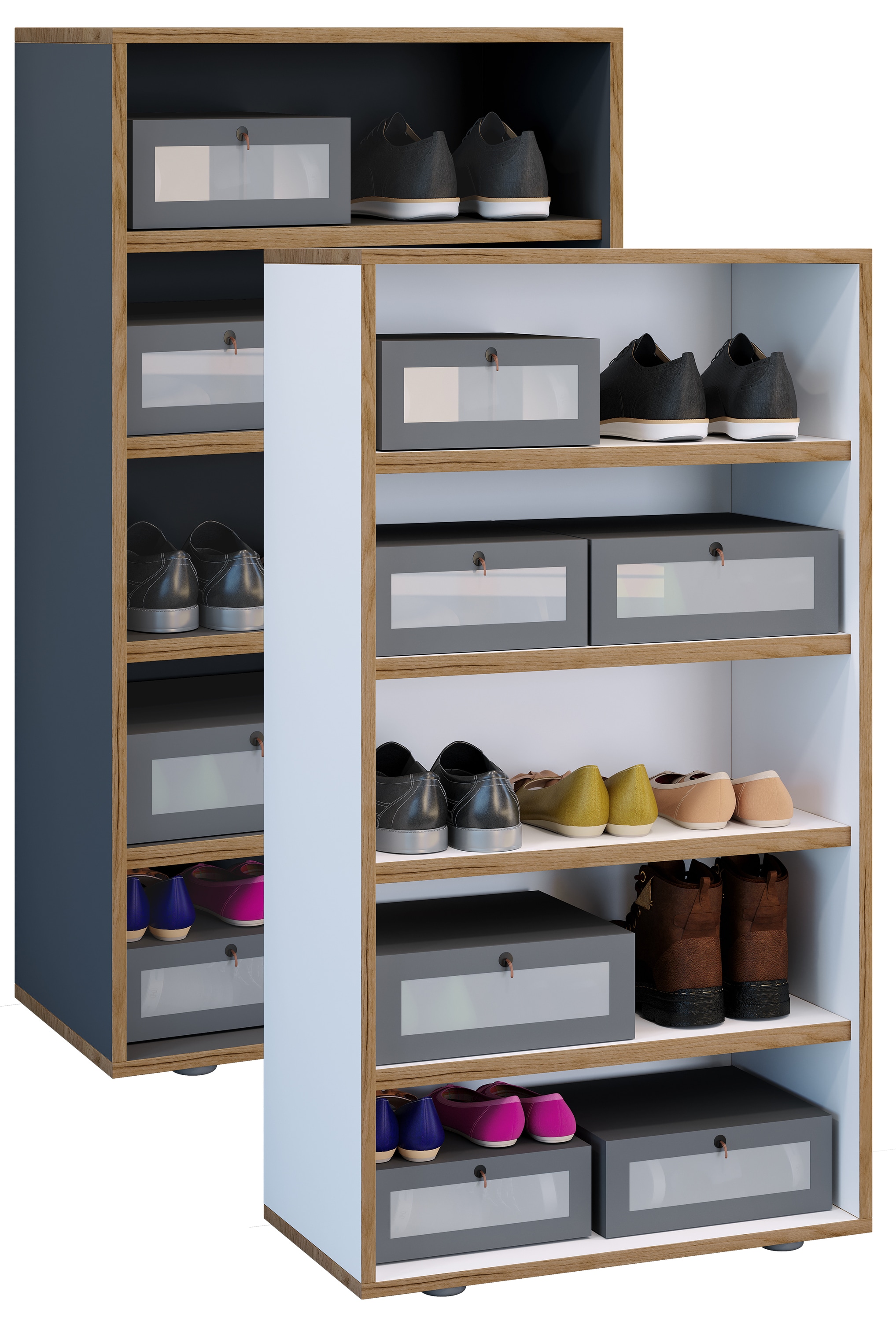 VCM Holz Schuhregal | Ma&szlig;e ca. H. 110 x B. 60 x T. 33 cm | Schuhkommode mit 5 F&auml;cher | Schuhschrank -  Salia 5fach B. 60 cm 