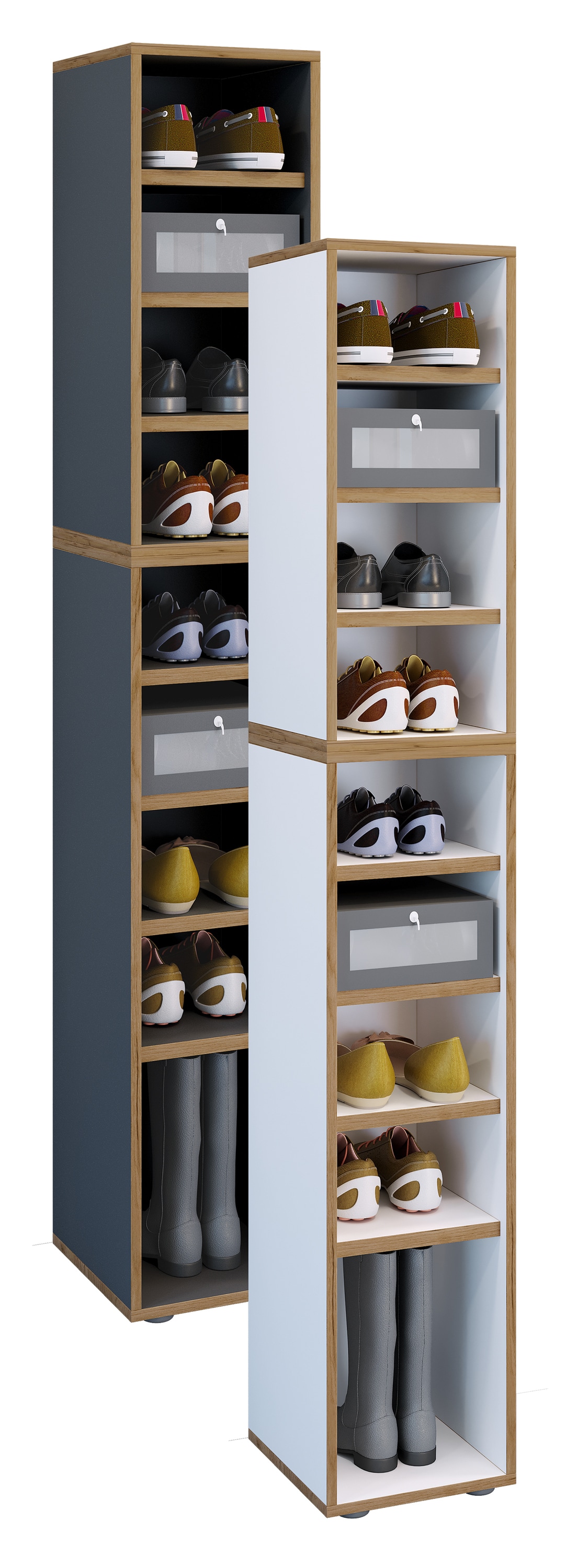 VCM Holz Schuhregal | Ma&szlig;e ca. H. 183 x B. 30 x T. 33 cm | Schuhkommode mit 9 F&auml;cher | Schuhschrank - Salia 9fach B. 30 cm 