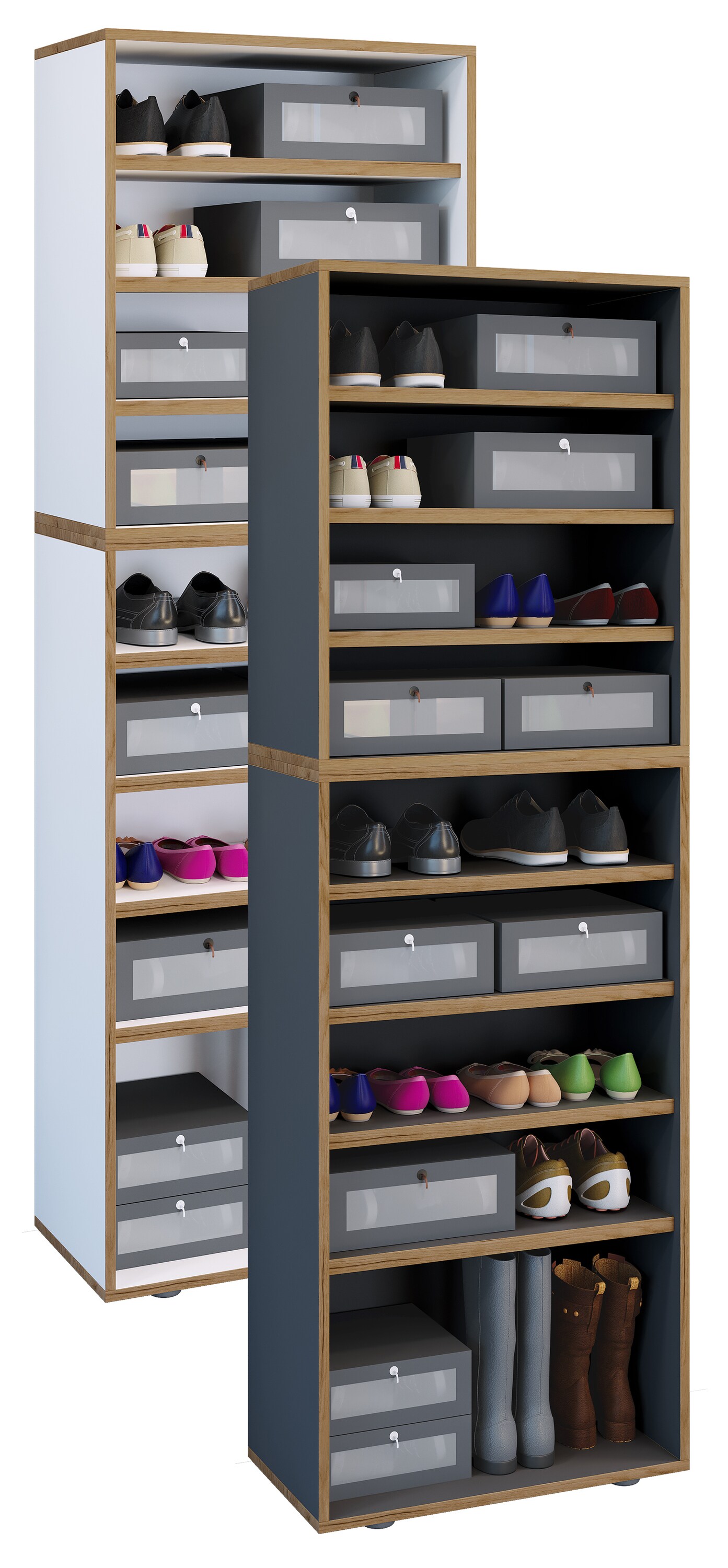 VCM Holz Schuhregal | Ma&szlig;e ca. H. 183 x B. 60 x T. 33 cm | Schuhkommode mit 9 F&auml;cher | Schuhschrank - Salia 9fach B. 60 cm 