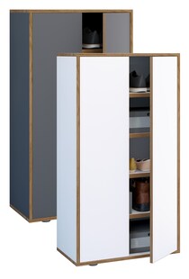 VCM Holz-Schuhschrank | Maße: B. 60 x H. 110 x T. 33 cm | Allzweckschrank | 5 Fächer | 2 Drehtüren - Salia Breite 60 cm 