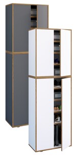 VCM Holz-Schuhschrank | Maße: B. 60 x H. 183 x T. 33 cm | Allzweckschrank | 9 Fächer | 4 Drehtüren - Salia Breite 60 cm 