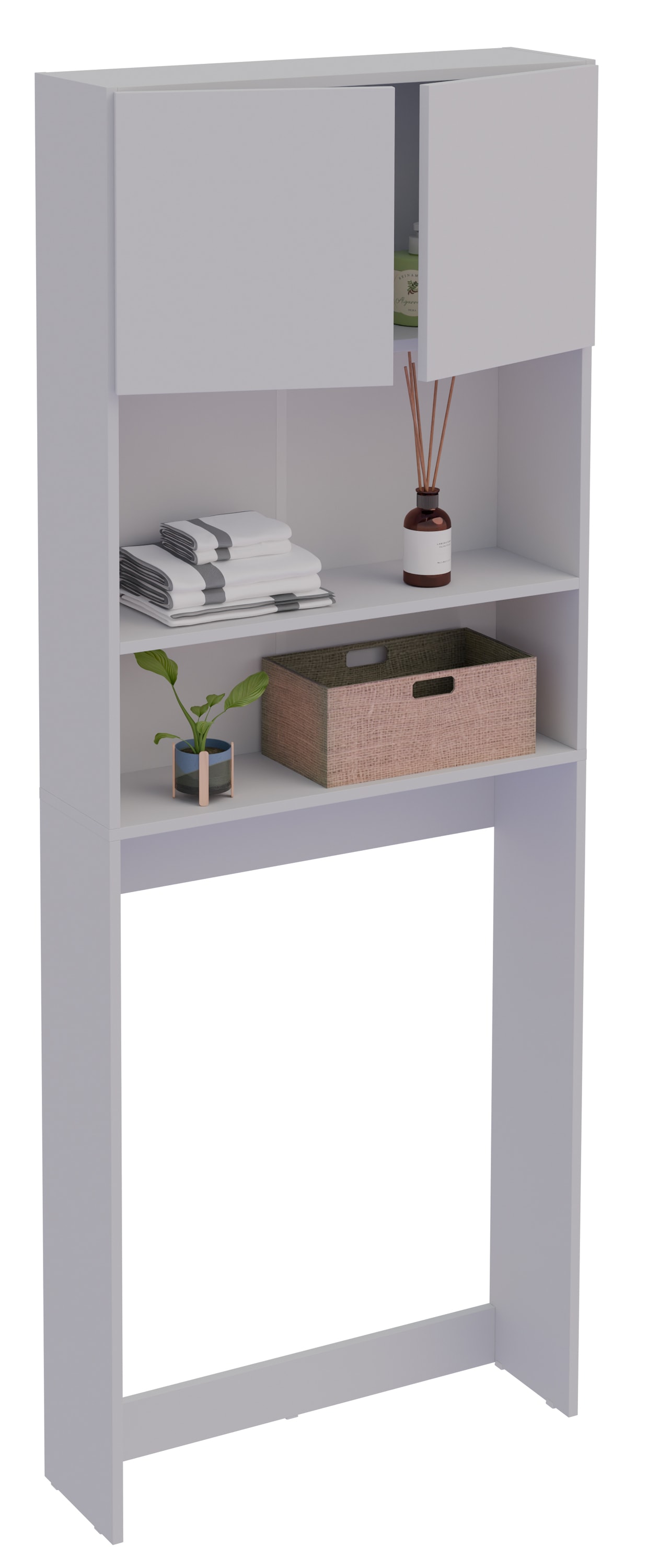 VCM Waschmaschinenschrank | Praktischer &Uuml;berbauschrank mit viel Stauraum | Ma&szlig;e ca. B. 70 x H. 182 x T. 21 cm | Waschmaschinenregal f&uuml;r Bad und Waschk&uuml;che | Waschmaschinen&uuml;berbauschrank- Goralo 