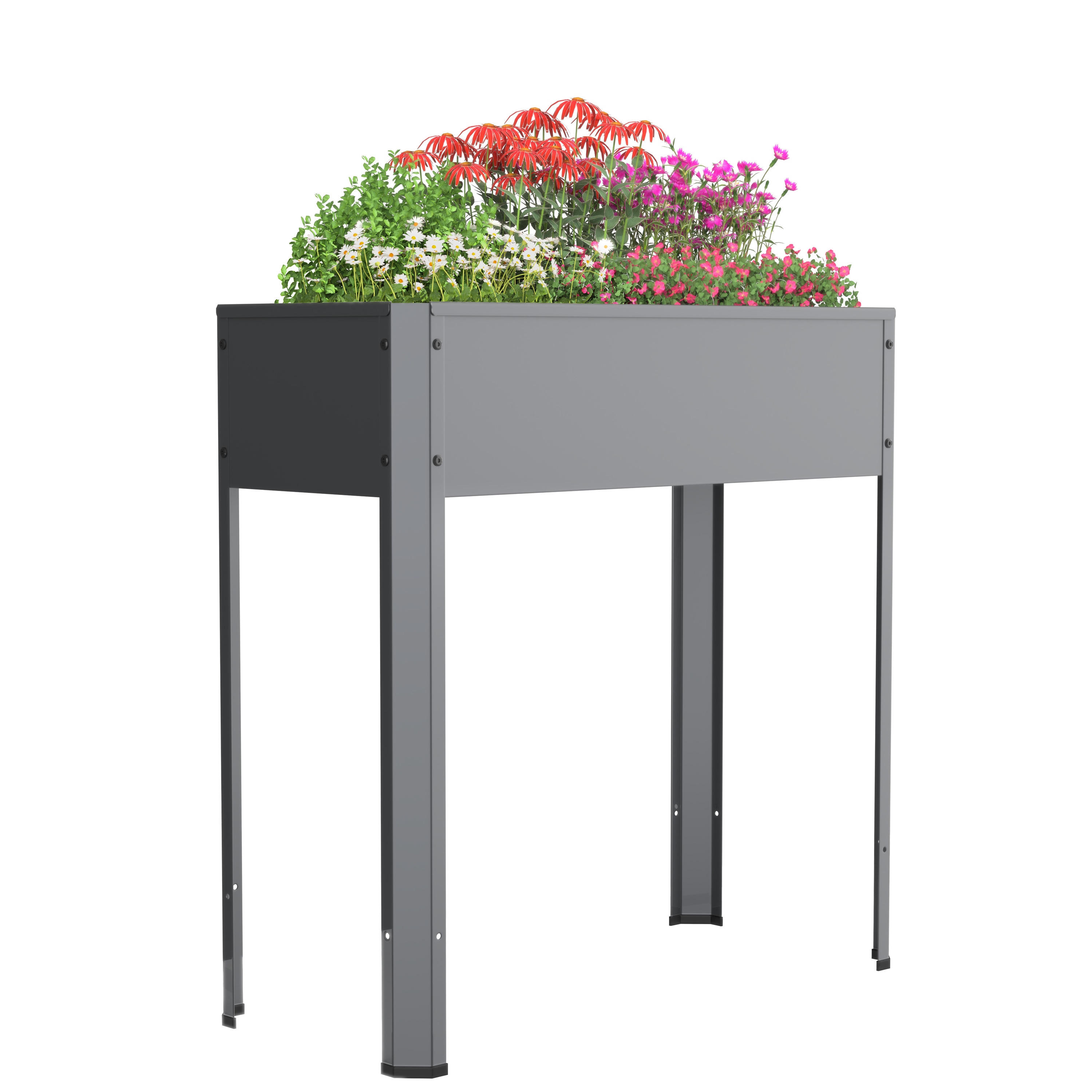 VCM Metall Hochbeet 80x35x80 cm, stehender Pflanzkasten f&uuml;r Balkon Terrasse Garten, Blumenkasten, Balora L 