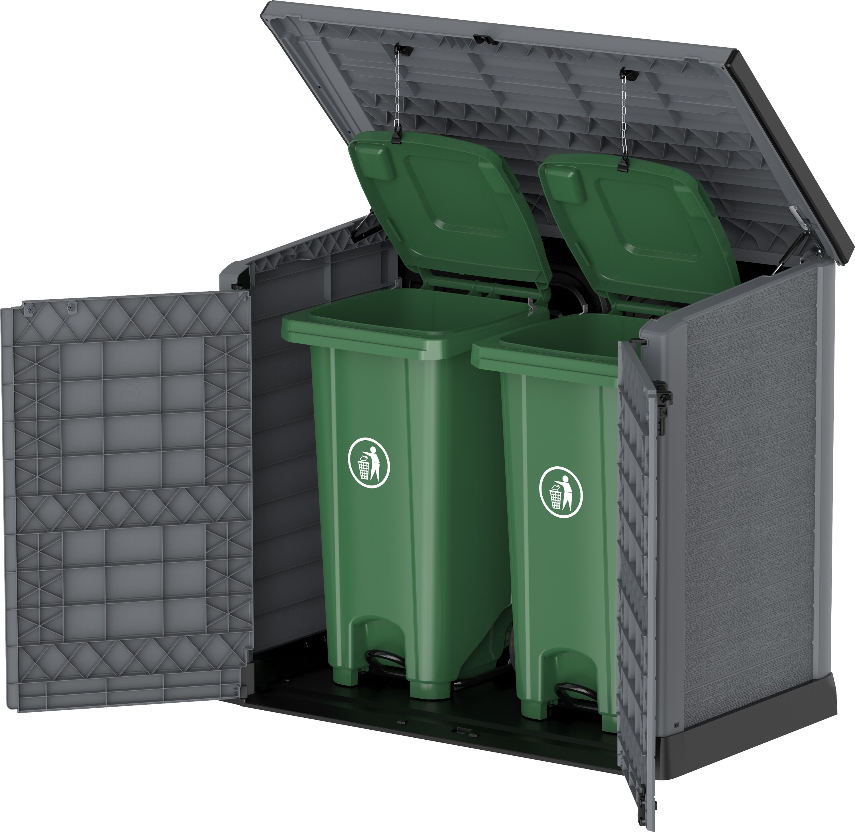 Duramax StoreAway Aufbewahrungsbox Gartenhaus 2er M&uuml;lltonnenbox 1200 l, 145 x 125 x 83 cm, Kunststoff 