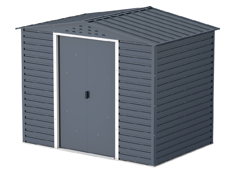 Duramax Metall Gartenhaus 243x161 Ger&auml;teschuppen Garten Ger&auml;tehaus Schiebet&uuml;ren, H. 209 x B. 261 x T. 183 cm 
