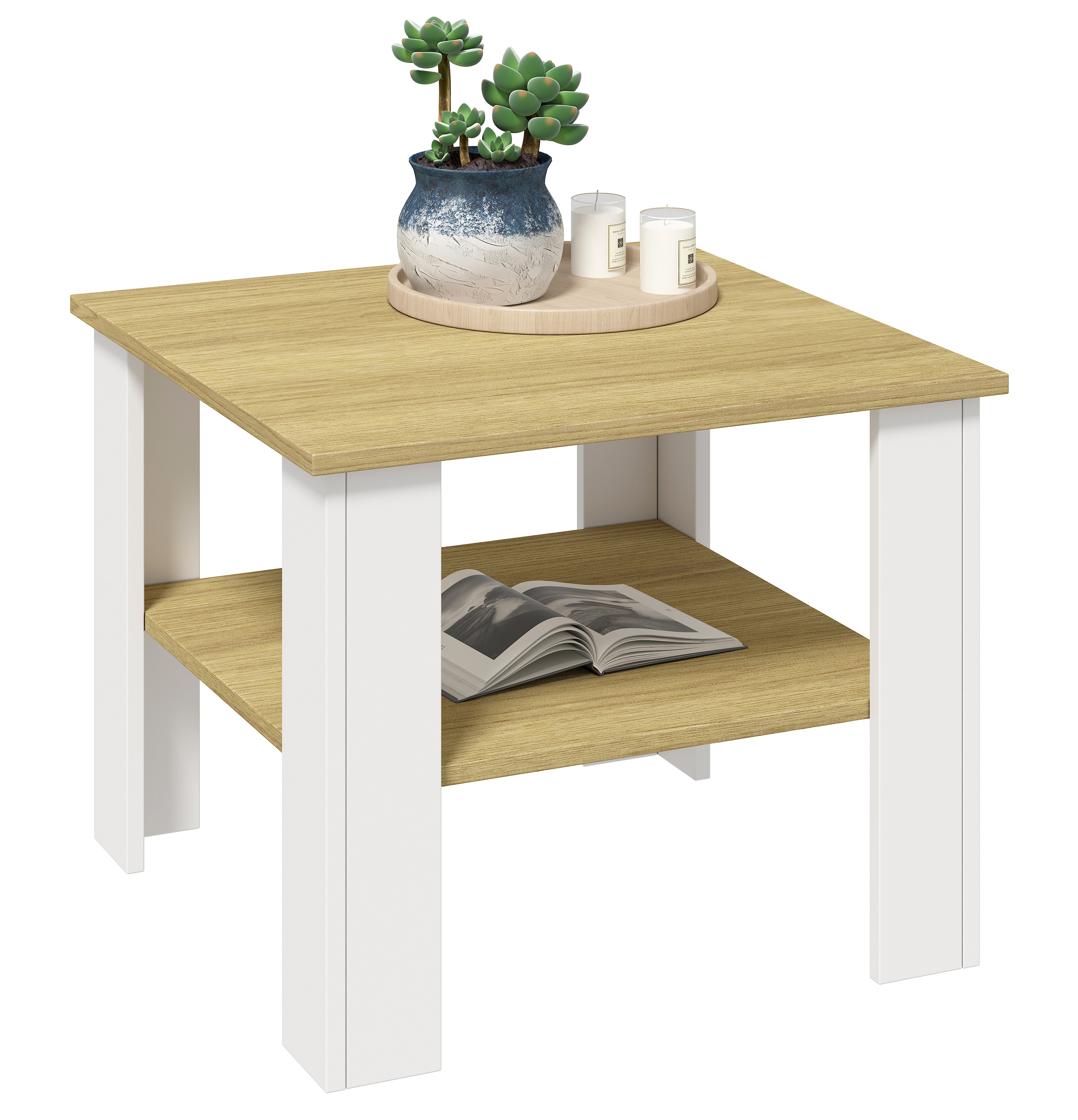 VCM Holz Beistelltisch / Couchtisch schlicht / Ma&szlig;e ca. H. 44 x B. 55 x T. 55 cm / quadratischer Wohnzimmertisch / Sofatisch - Disalo 