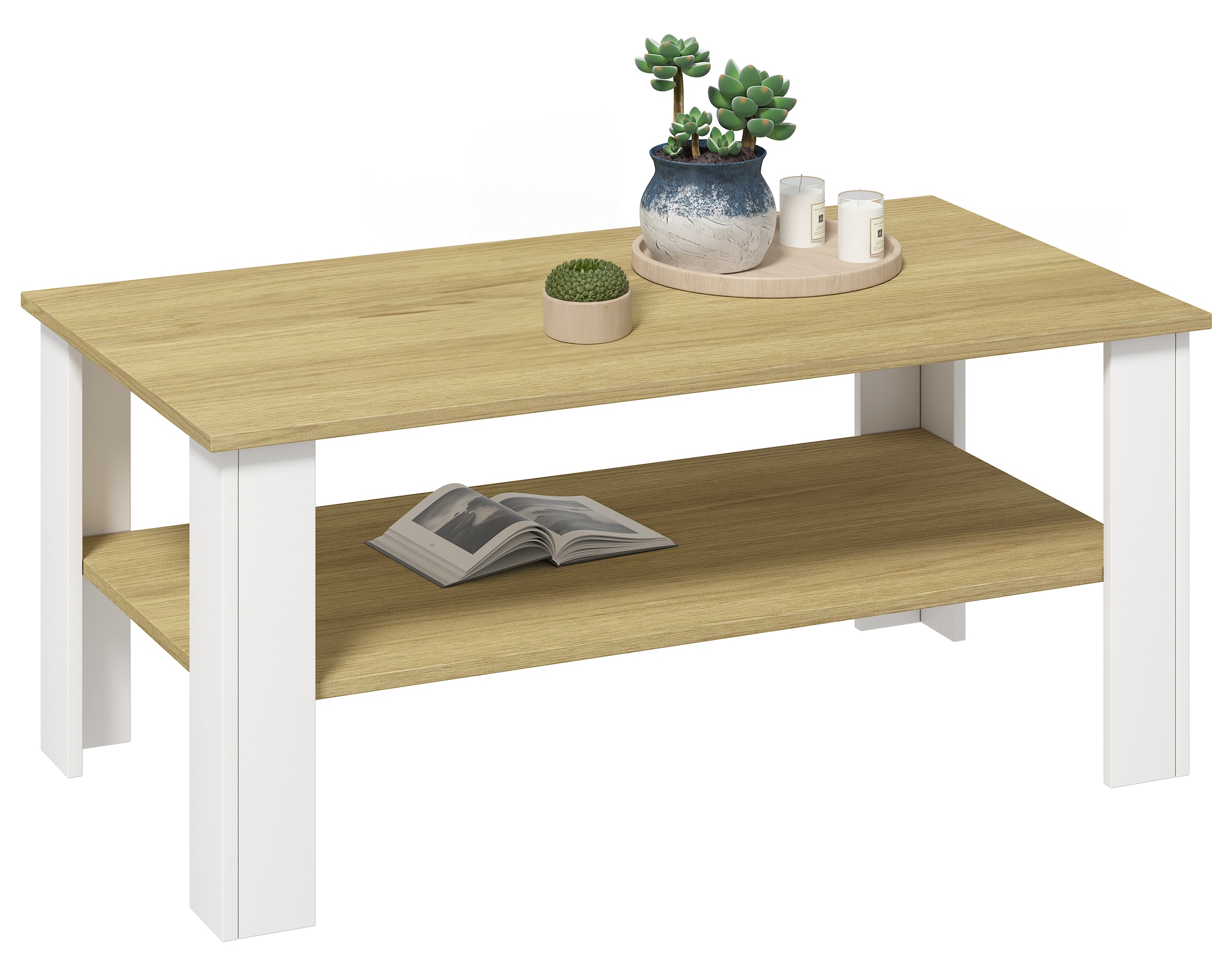 VCM Holz Beistelltisch / Couchtisch schlicht / Ma&szlig;e ca. H. 44 x B. 100 x T. 55 cm / Wohnzimmertisch / Sofatisch - Disalo 