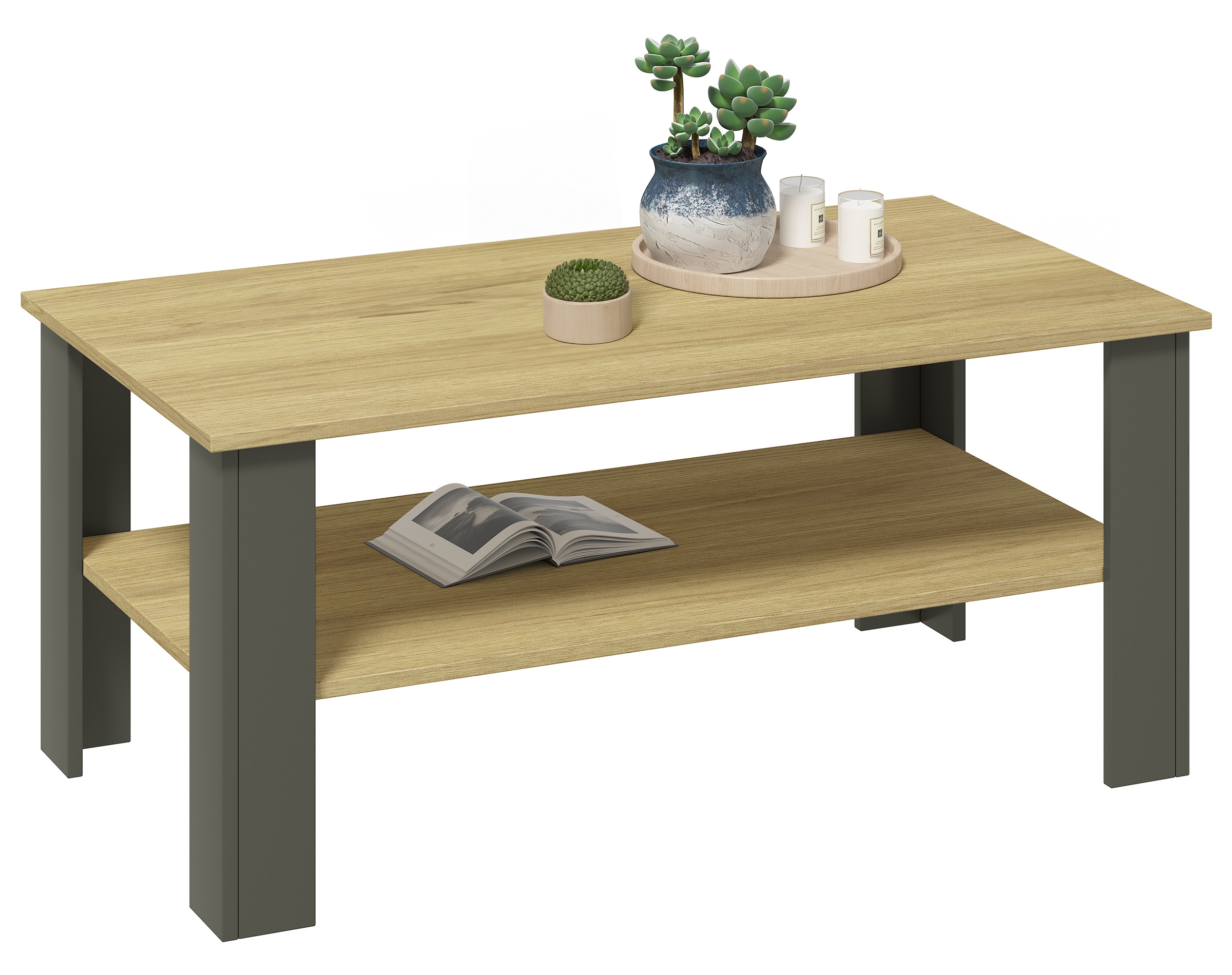 VCM Holz Beistelltisch, Couchtisch schlicht, Ma&szlig;e ca. H. 44 x B. 100 x T. 55 cm, Wohnzimmertisch, Sofatisch - Disalo 