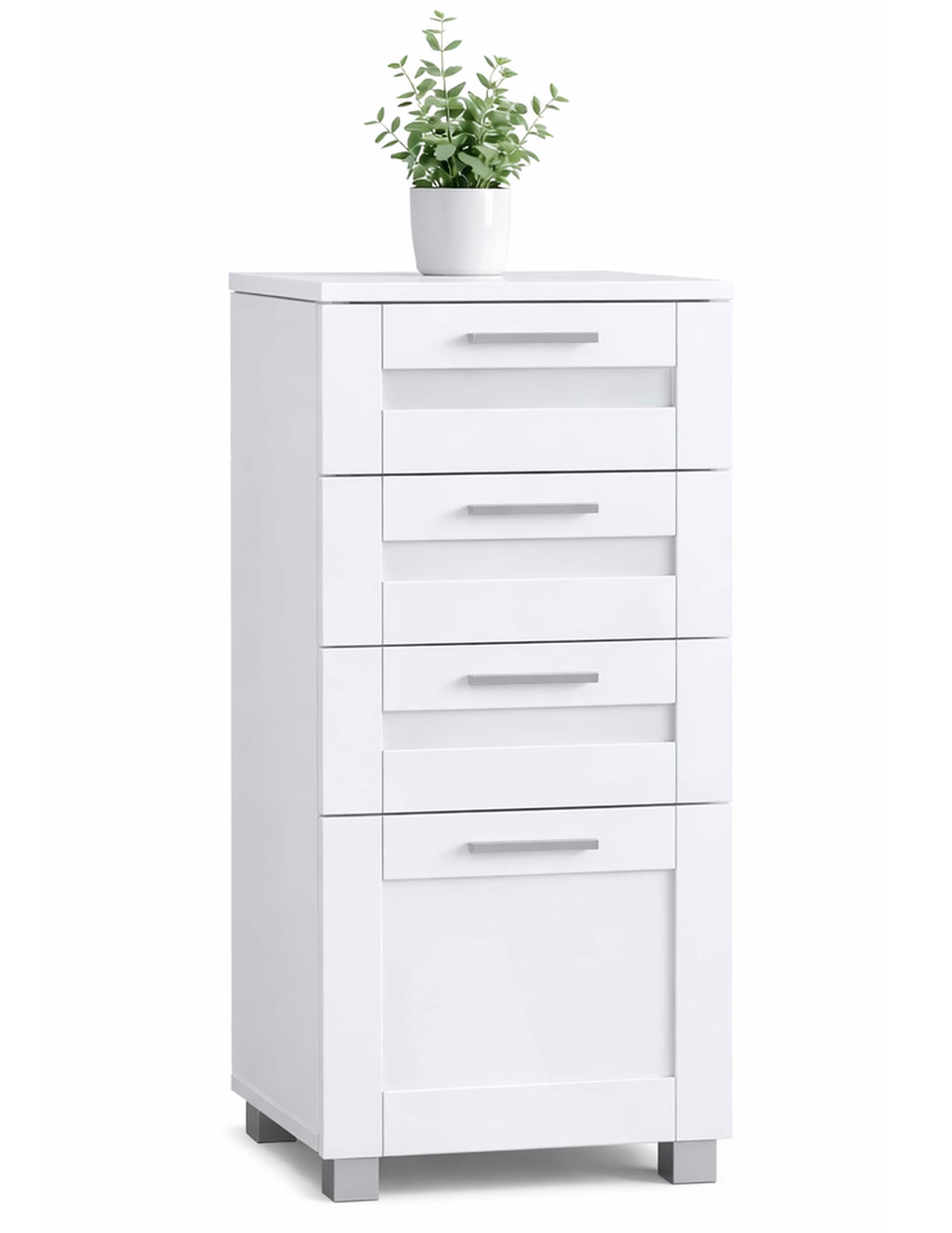 VCM Midischrank &ndash; schmaler Badschrank mit 4 Schubladen, 76 x 38 x 28 cm, kompakte Aufbewahrung f&uuml;r Badezimmer, Badm&ouml;bel, Schubladenkommode, Nilari L 