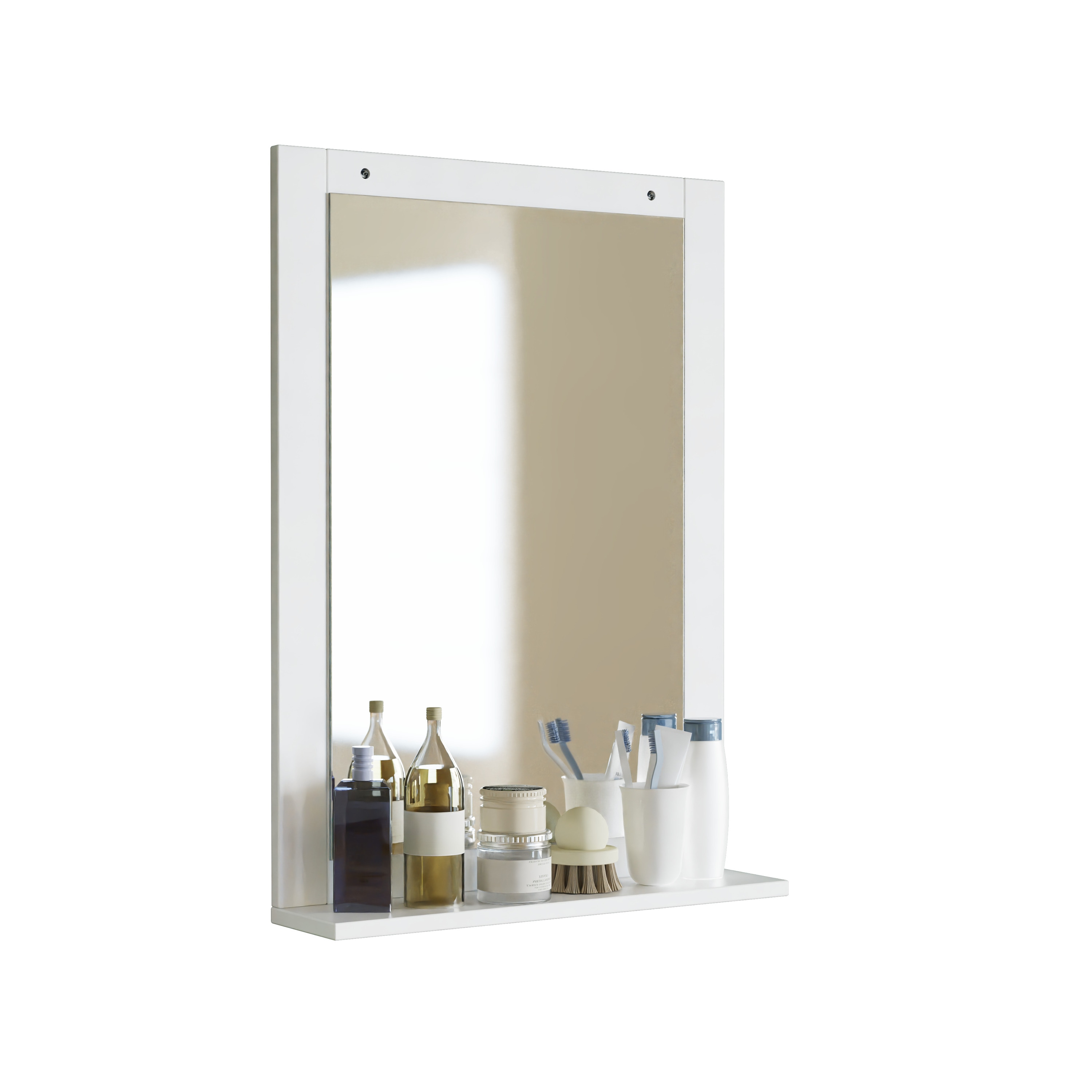 VCM Badspiegel - H&auml;ngespiegel mit Ablage, modernes Design, Ma&szlig;e ca. H. 70 x B. 50 x T. 12 cm, Wandspiegel f&uuml;r Diele und Flur, Nilari 