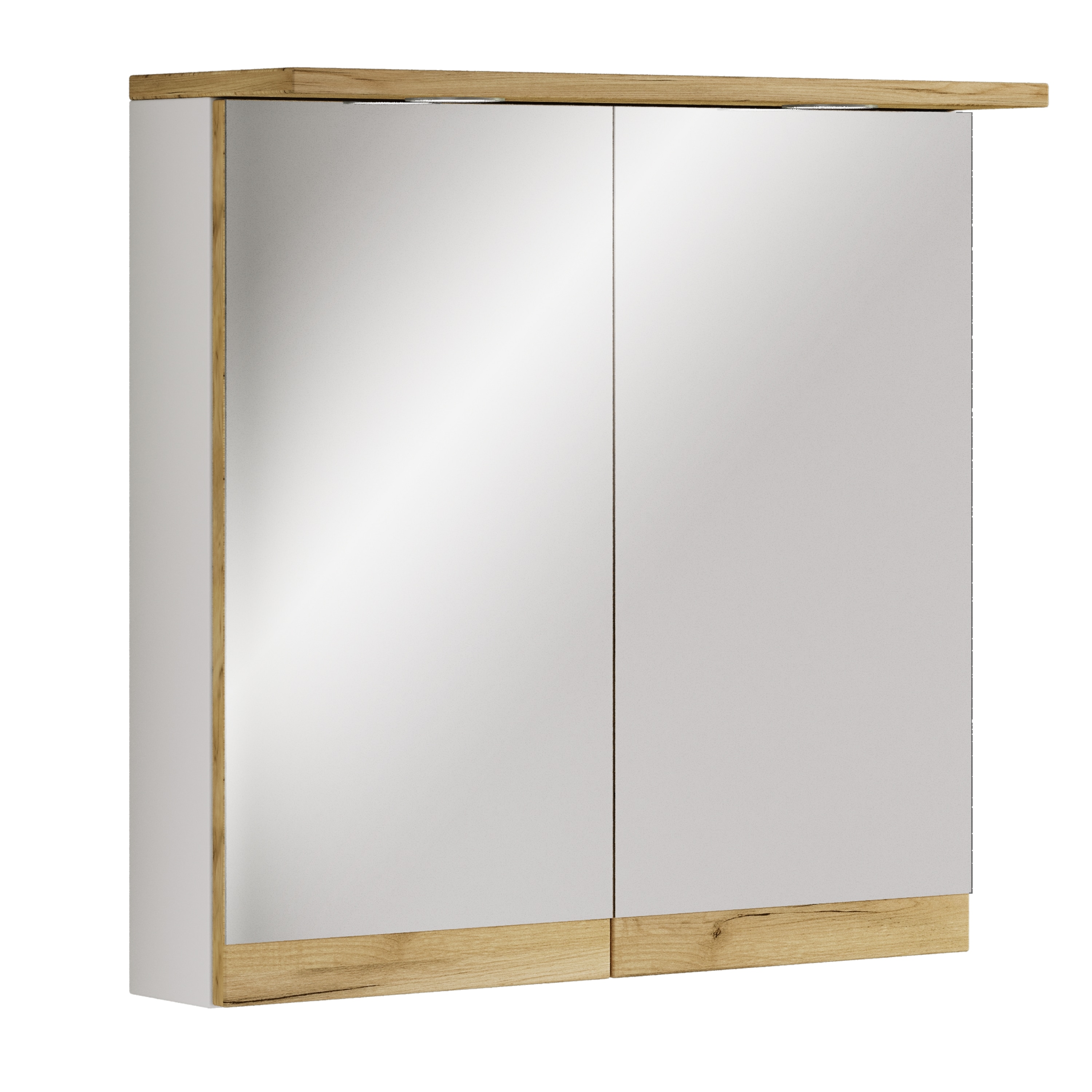 VCM Badspiegelschrank mit Beleuchtung und Steckdose &ndash; Spiegelschrank Bad mit 2 T&uuml;ren und 2 F&auml;chern &ndash; Badezimmerschrank h&auml;ngend &ndash; H. 59 x B. 60 x T. 23 cm, Cosila 