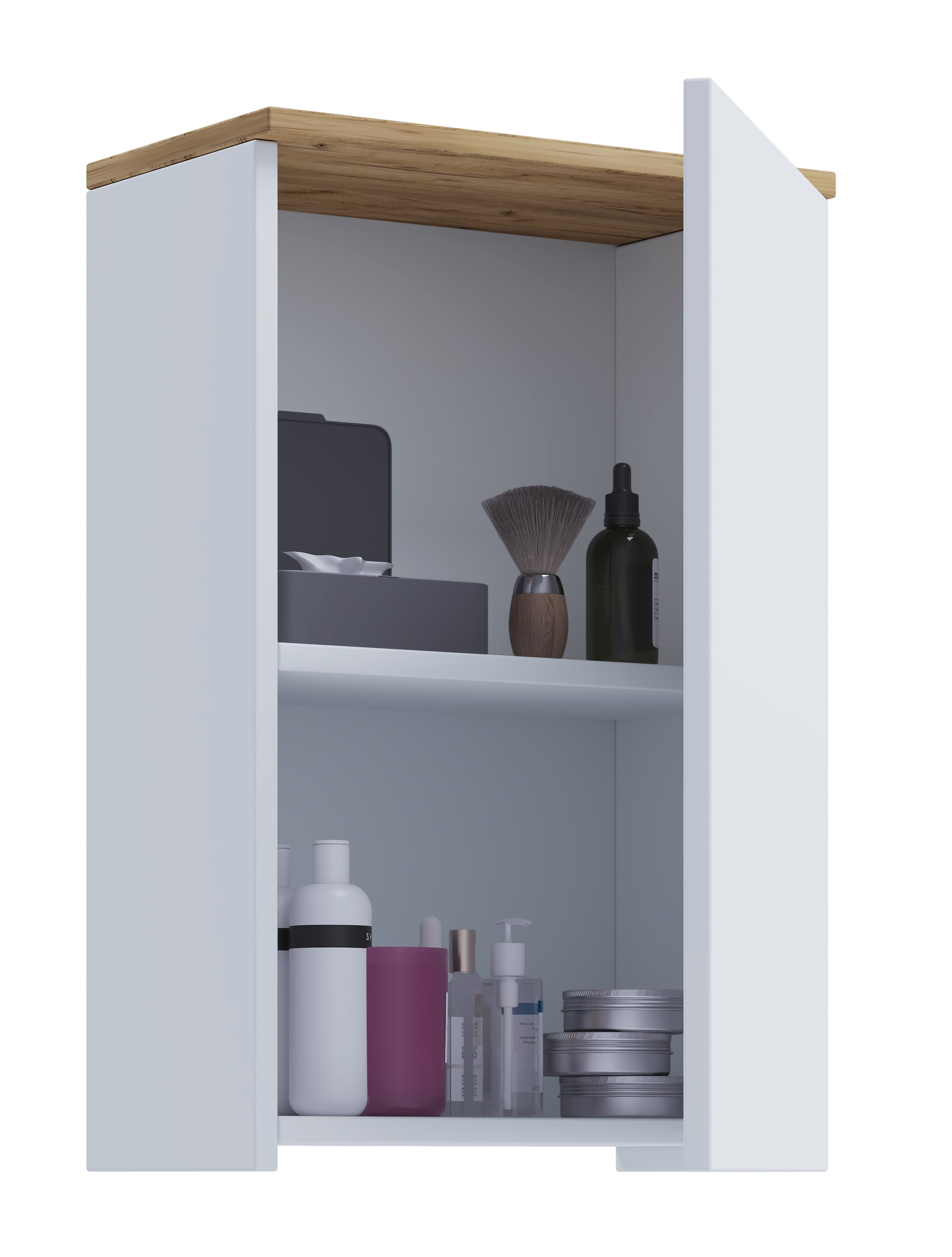 VCM Badschrank Holzwerkstoff, Wandschrank f&uuml;rs Badezimmer mit 1 T&uuml;r und 2 F&auml;chern, Badezimmerschrank H&auml;ngeschrank,  Ma&szlig;e H. 59 x B. 40 x T. 22 cm, Badm&ouml;bel modern &ndash; Cosila 
