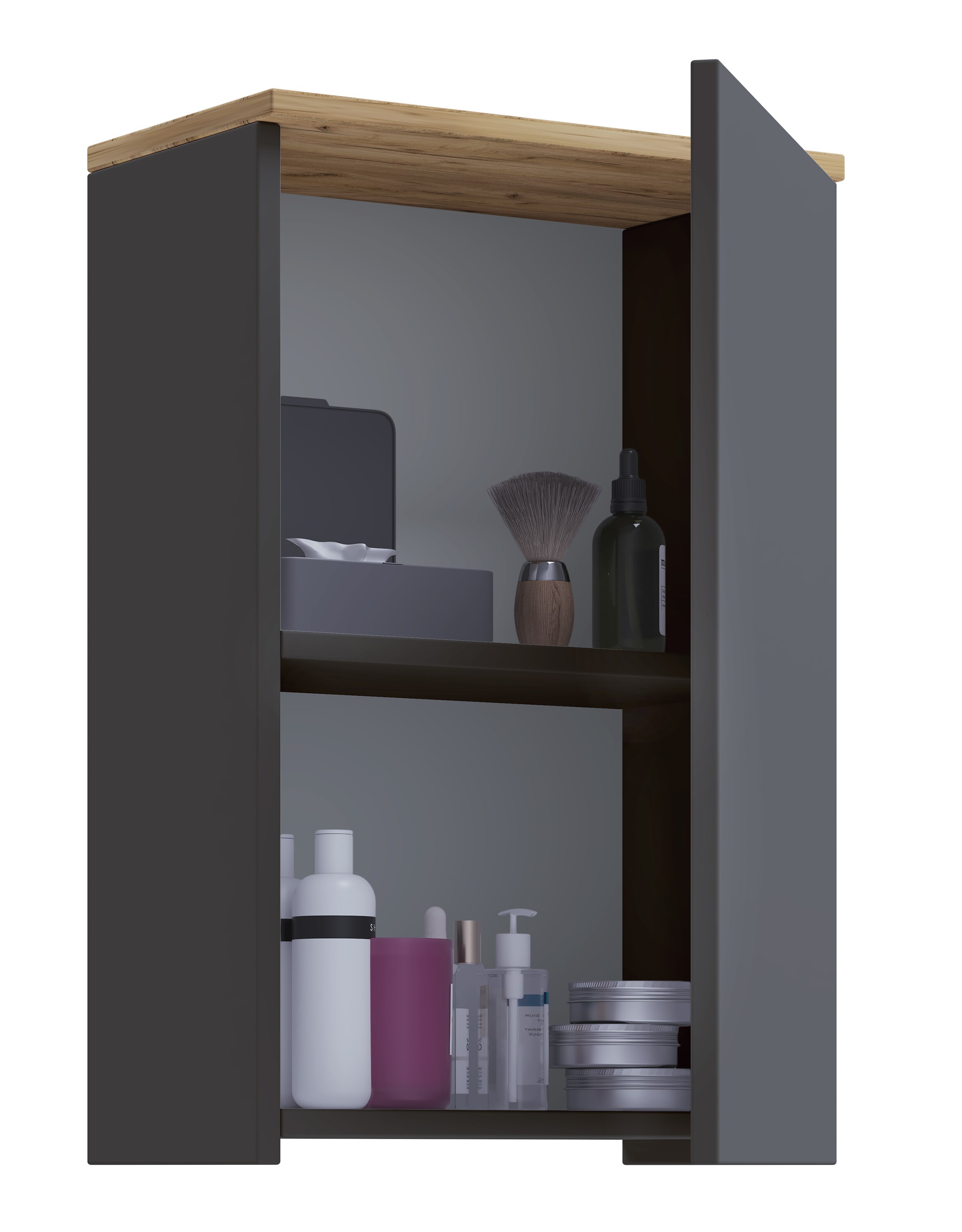 VCM Badschrank Holzwerkstoff, Wandschrank f&uuml;rs Badezimmer mit 1 T&uuml;r und 2 F&auml;chern, Badezimmerschrank H&auml;ngeschrank,  Ma&szlig;e H. 59 x B. 40 x T. 22 cm, Badm&ouml;bel modern &ndash; Cosila 