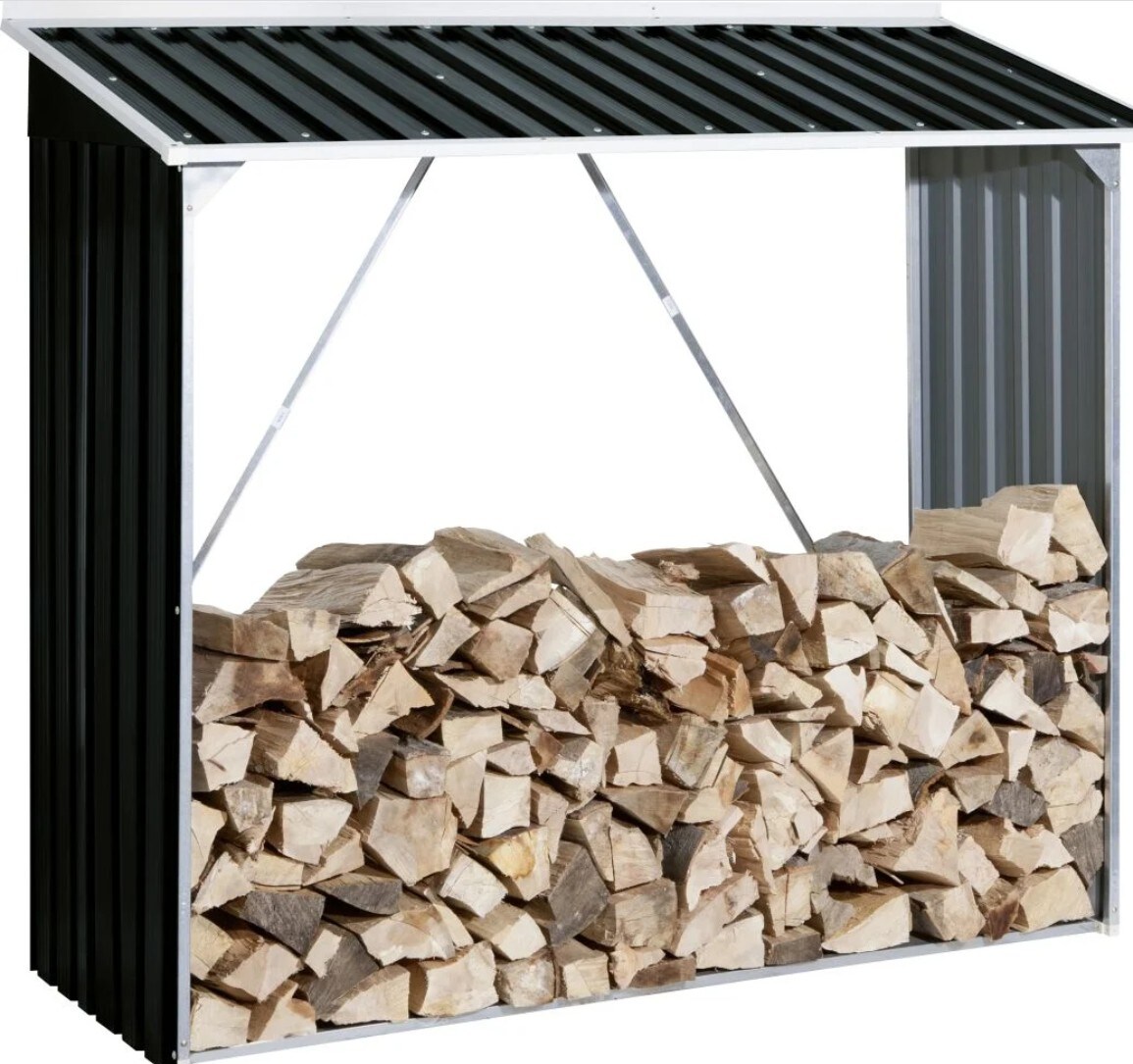 Duramax Metall Kaminholzregal  mit Dach / Holzlager / Kaminholzunterstand Maße H. 162 x B. 182 x T. 74 cm