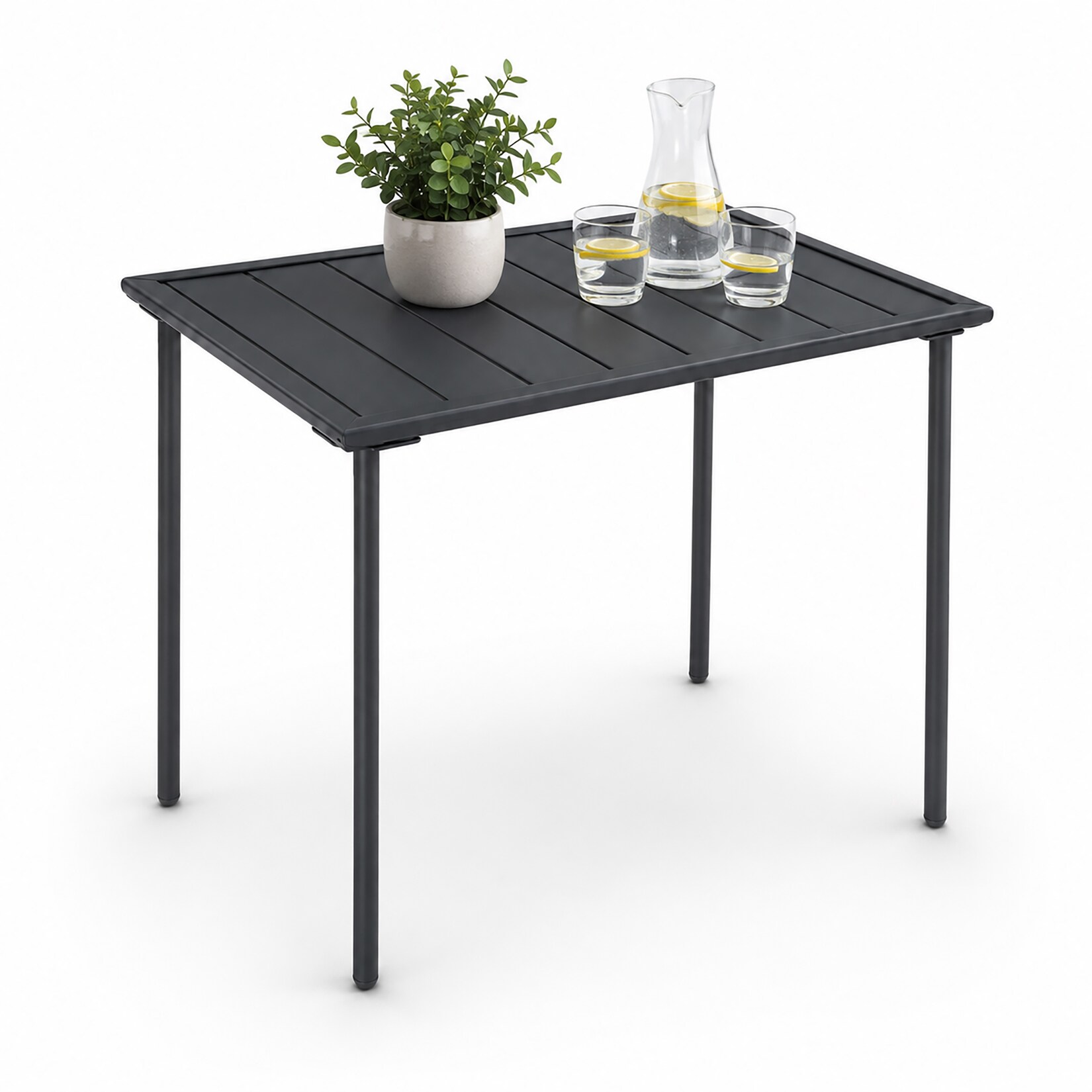 VCM Gartentisch Sumila Metall 80x55 cm, wetterbeständiger Outdoor Tisch mit höhenverstellbaren Füßen, Balkontisch für Garten und Terrasse