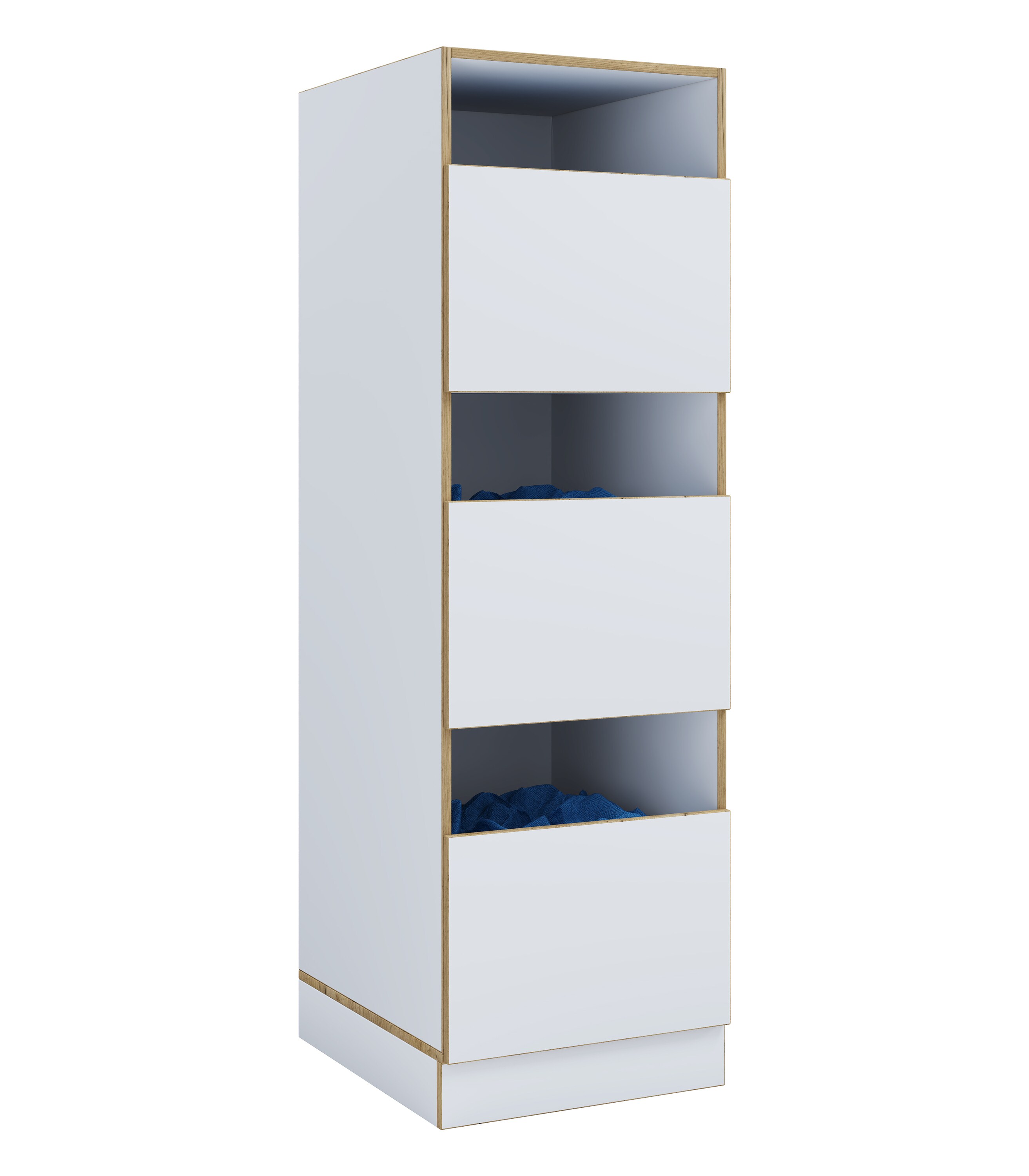 VCM Mehrzweck-W&auml;scheschrank , schmaler Stauraumschrank mit 3 F&auml;chern & Dreht&uuml;ren, Ma&szlig;e Haushaltsregal H. 162 x B. 50 x T. 60 cm, Rislo CL XL 