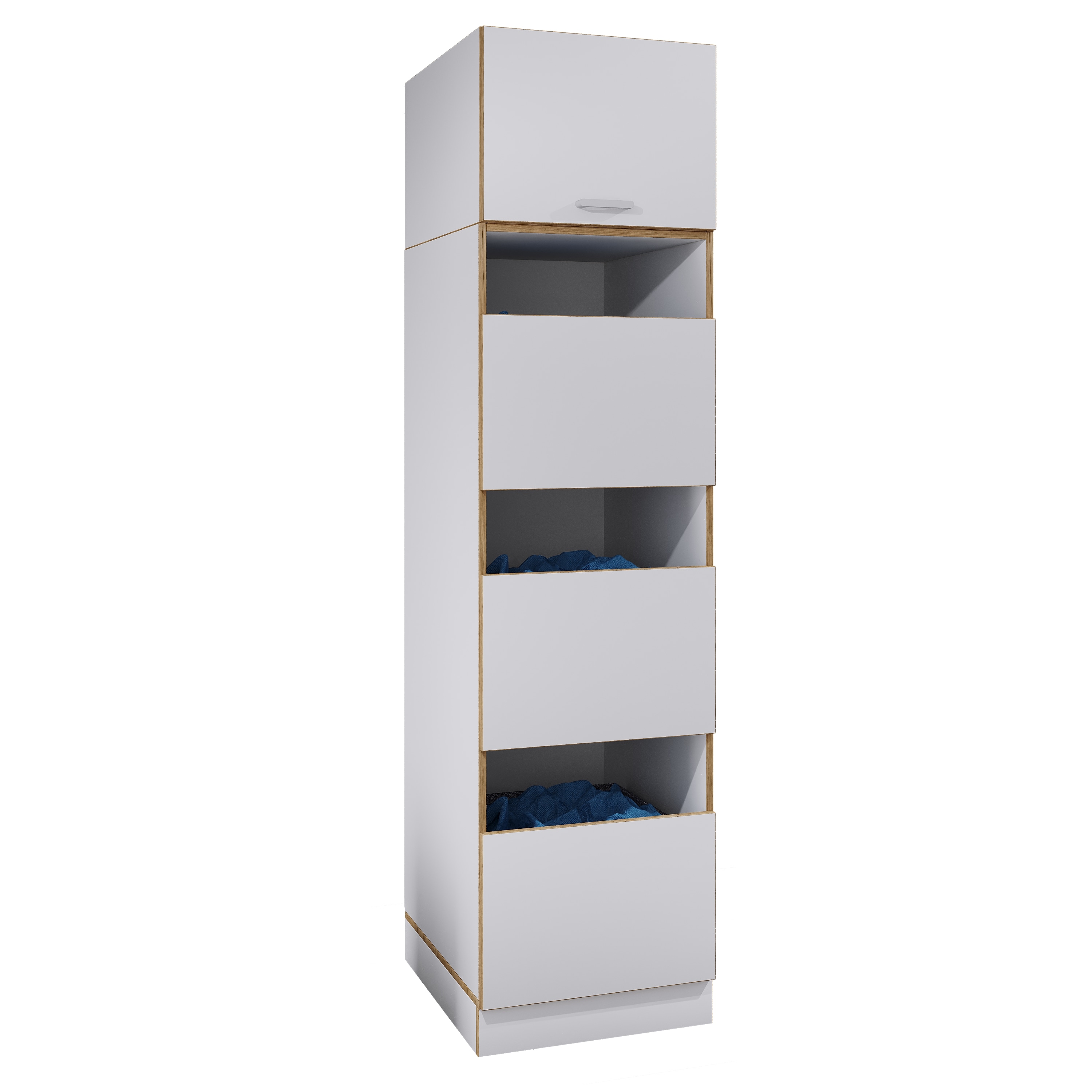 VCM Mehrzweck-W&auml;scheschrank , schmaler Stauraumschrank mit 4 F&auml;chern & Dreht&uuml;ren, Ma&szlig;e Haushaltsregal H. 200 x B. 50 x T. 60 cm, Rislo SD XXL 