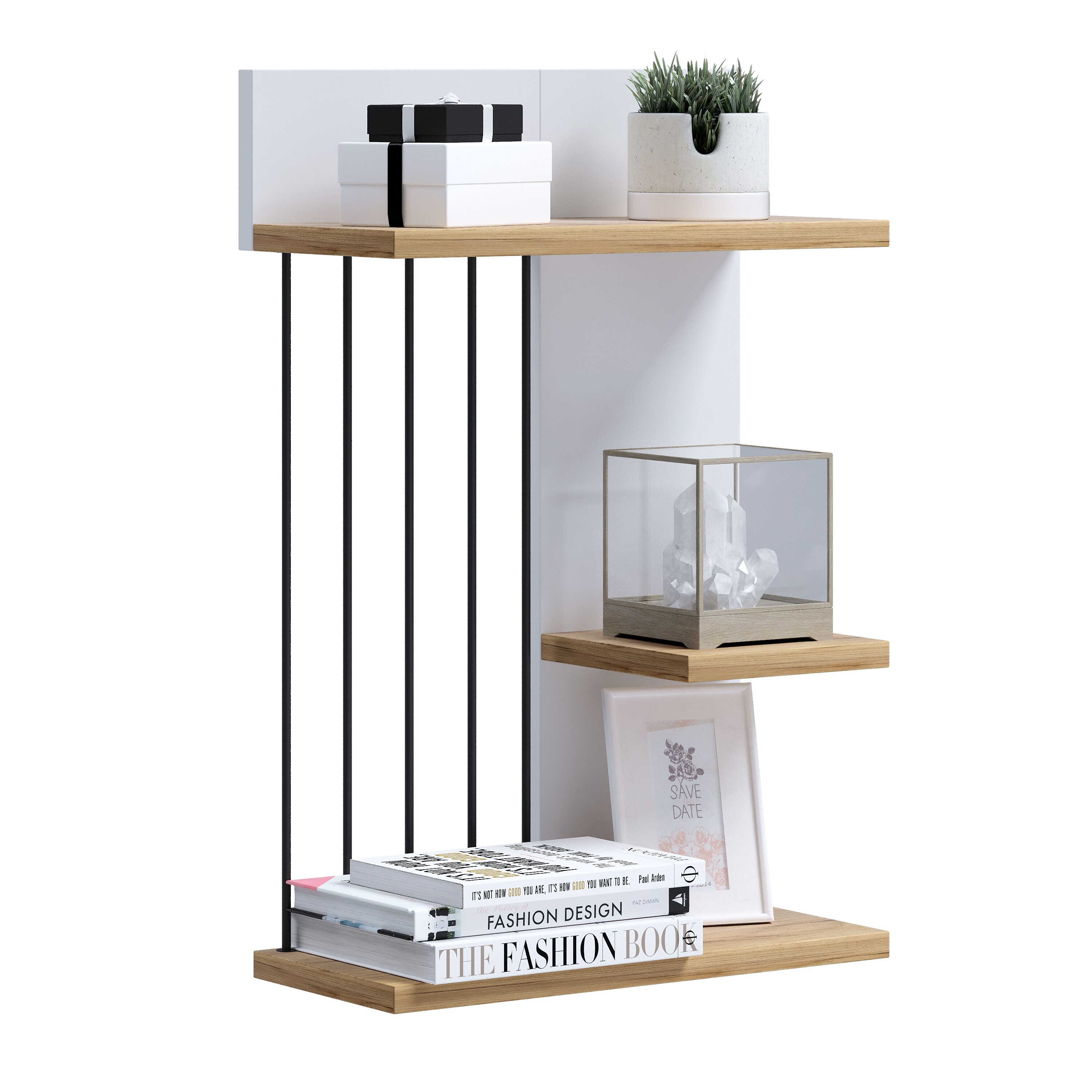 VCM Modernes H&auml;ngeregal aus Holz &ndash; platzsparendes Wandregal Dolira M, 60 x 40 x 19 cm, elegantes Aufbewahrungs- und B&uuml;cherregal f&uuml;r Wohnzimmer, B&uuml;ro & Flur 
