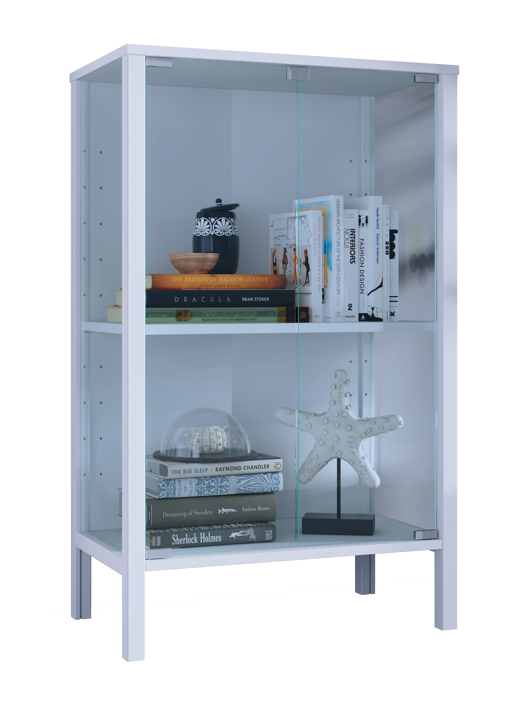 VCM Glasvitrine stehend Jensol M &ndash; Vitrinenschrank mit ESG-Sicherheitsglas, moderne Standvitrine, Glasfront & Seitenteile, platzsparende Kommode, ca. 80 x 60 x 35 cm 