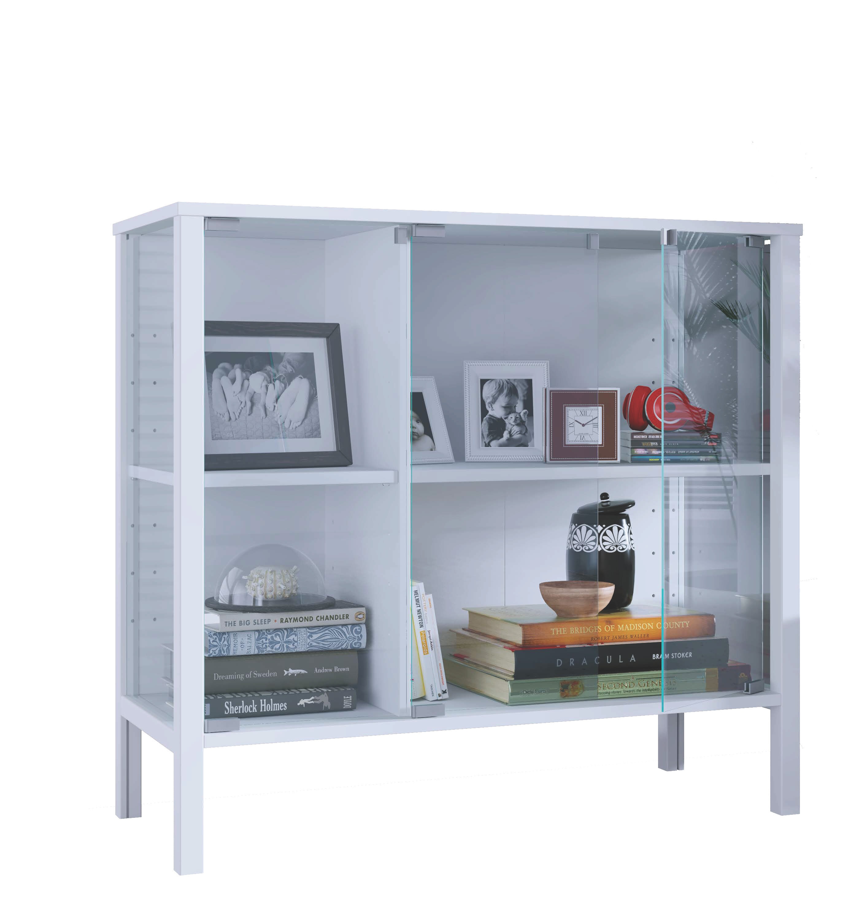 VCM Glasvitrine stehend Jensol &ndash; breite Standvitrine mit ESG-Sicherheitsglas, Glasfront & Seitenteile, moderner Vitrinenschrank, Sideboard ca. 80 x 87 x 35 cm 