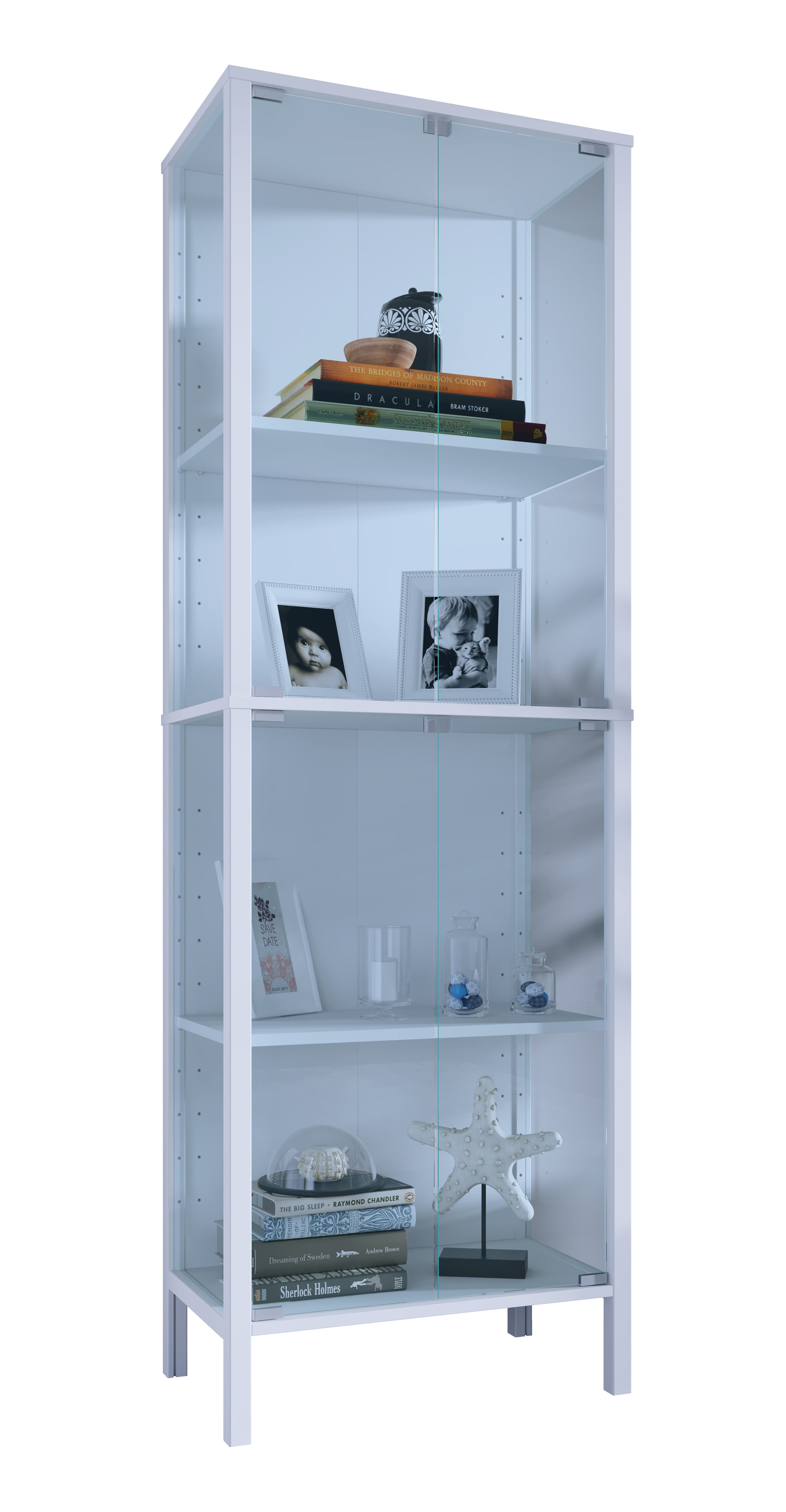 VCM Glasvitrine stehend Jensol XL &ndash; hohe Standvitrine mit ESG-Sicherheitsglas, Glasfront & Seitenteile, moderner Vitrinenschrank, ca. 178 x 60 x 35 cm 