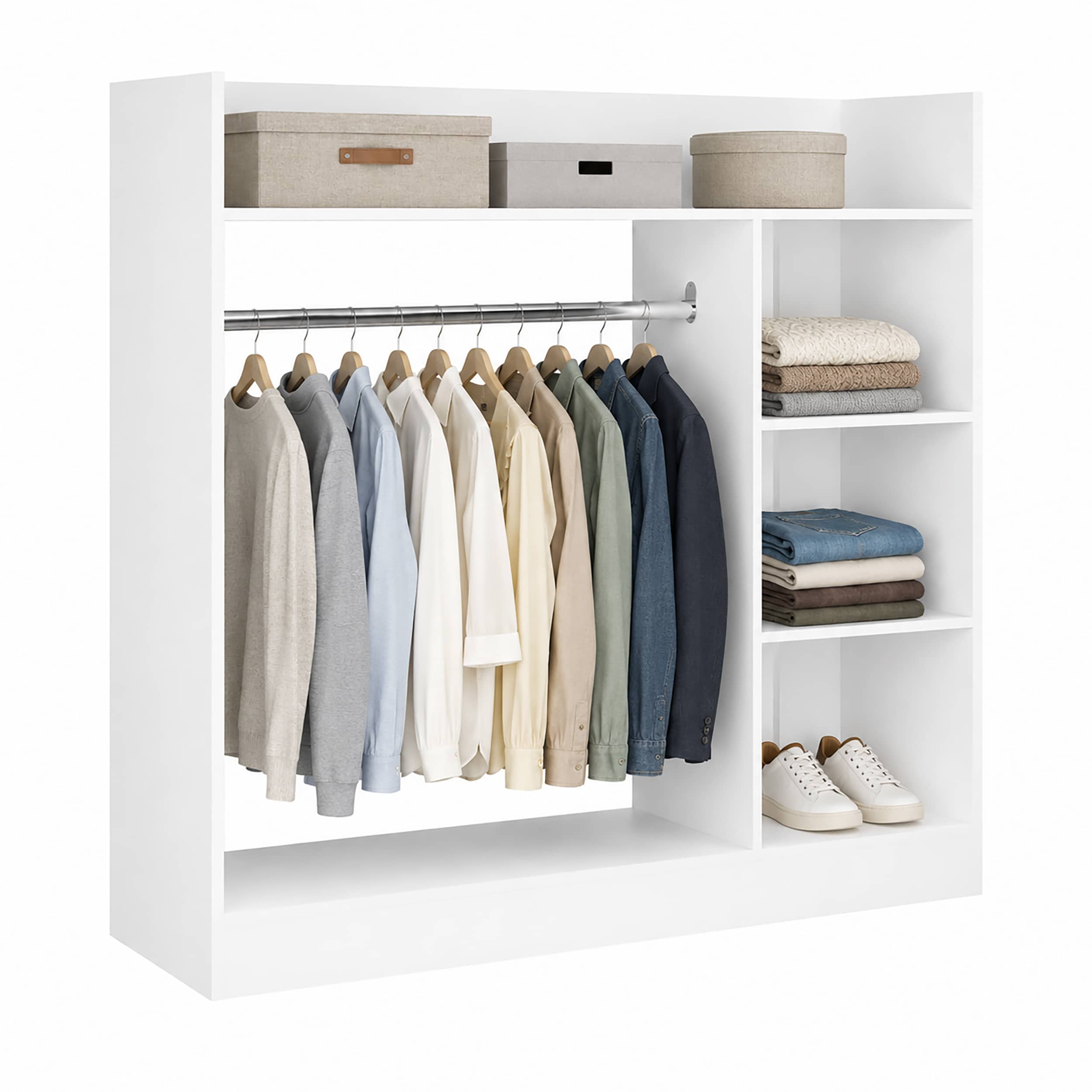 VCM VCM Palosa Kleiderschrank H. 120 x B. 124 x T. 35 cm mit Kleiderstange & Regalf&auml;chern Offene Garderobe - Palosa L 