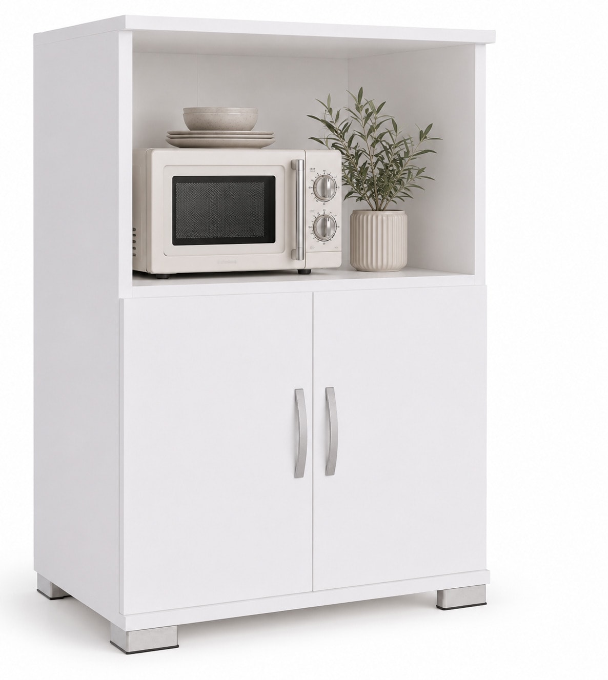 VCM K&uuml;chenschrank mit 2 T&uuml;ren und offenem Fach, 60 x 84 x 45 cm, Mikrowellenschrank und Vorratsschrank - Miwelo 