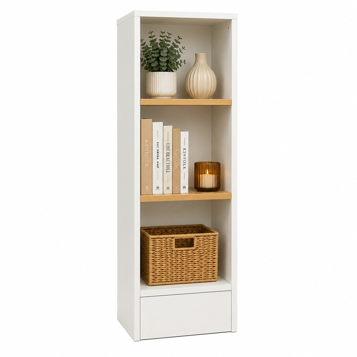 VCM B&uuml;cherregal f&uuml;r Aktenordner, B&uuml;roregal mit 3 F&auml;chern, H. 114 x B. 52 x 30 cm, Standregal f&uuml;r B&uuml;ro und Homeoffice - Dilos 