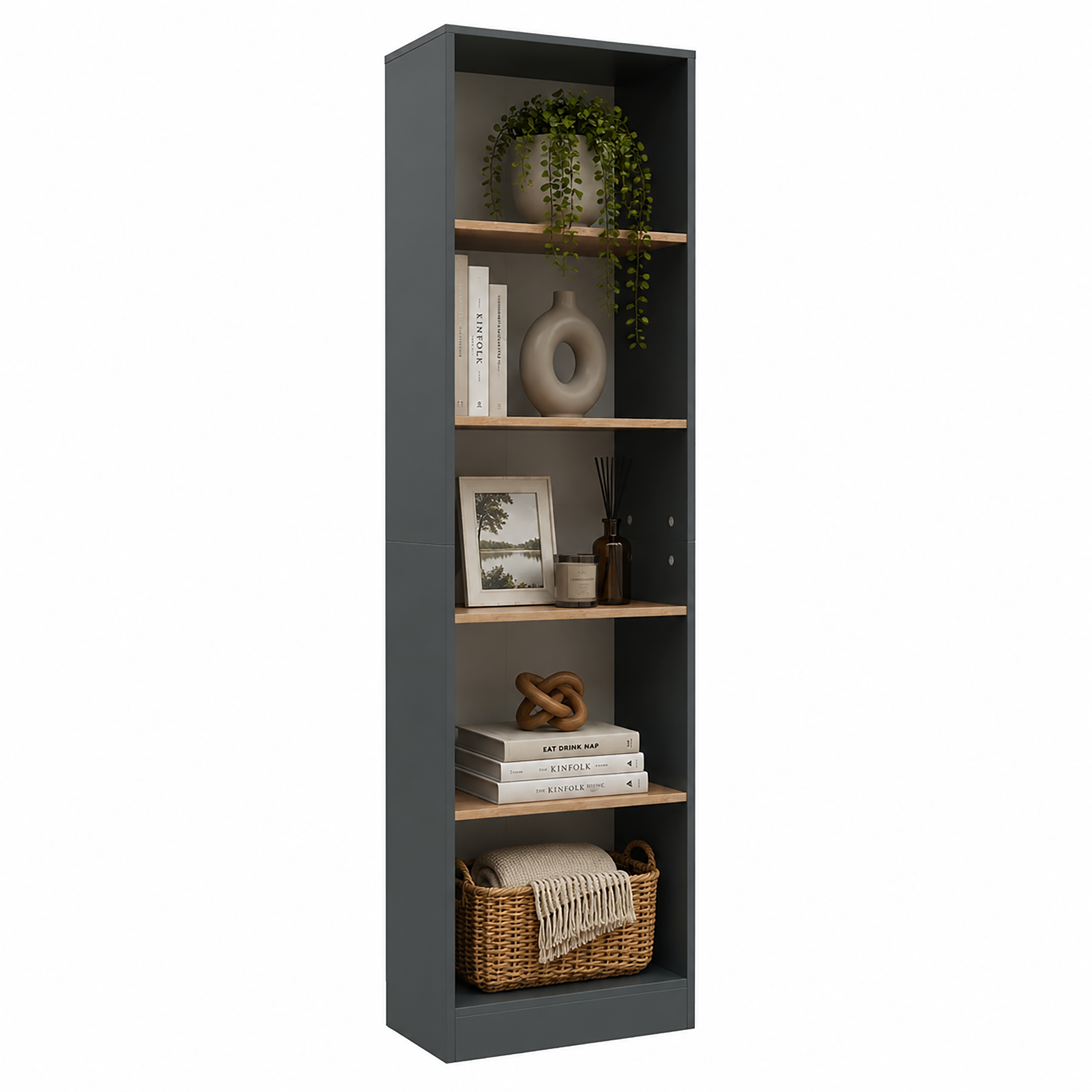 VCM B&uuml;cherregal f&uuml;r Aktenordner, B&uuml;roregal mit 5 F&auml;chern, H. 183 x B. 52 x T. 30 cm, Standregal f&uuml;r Homeoffice und B&uuml;ro - Dilos 