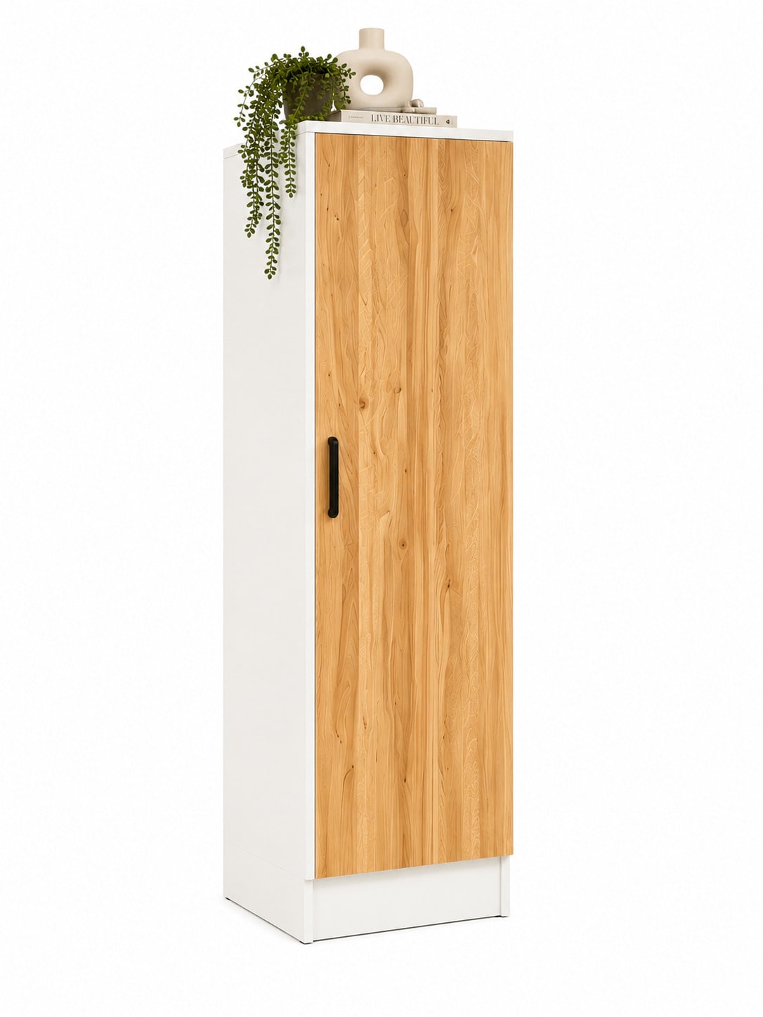 VCM Mehrzweckschrank mit 1 Dreht&uuml;r, 38 x 114 x 32 cm, Wohnzimmerschrank, B&uuml;roschrank und Aufbewahrungsschrank mit 3 F&auml;cher - Dilos 