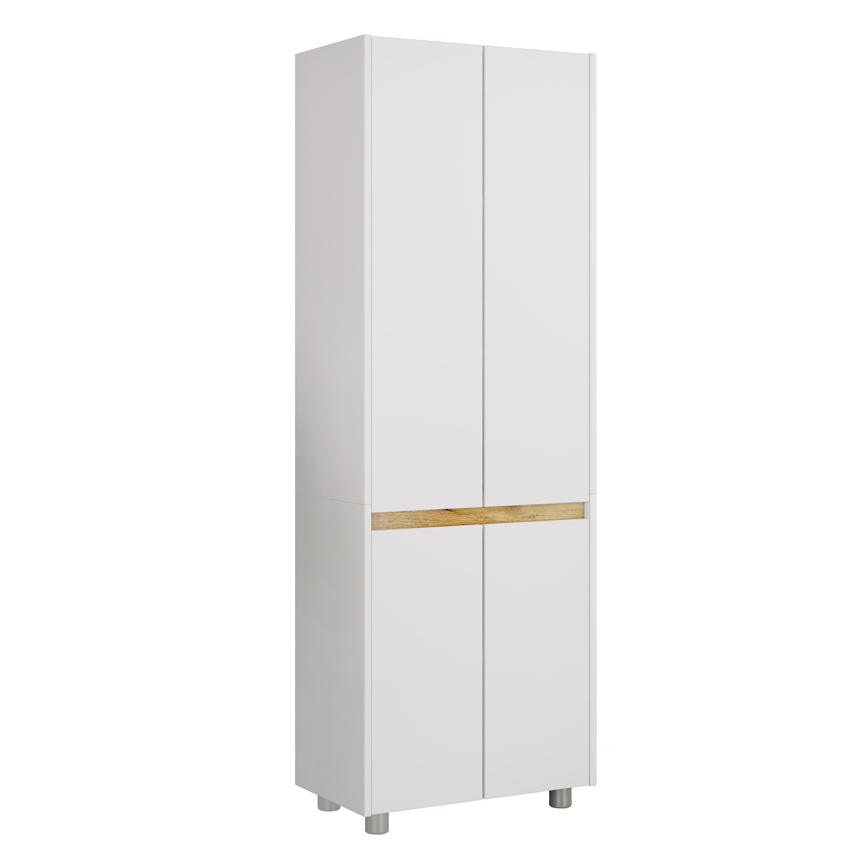 VCM Holz-Badezimmerschrank - Hochschrank mit vier Dreht&uuml;ren, Ma&szlig;e ca. H. 165 x B. 57 x T. 33 cm, robustes Badm&ouml;bel f&uuml;r mehr Stauraum, breite Kommode Cosila 