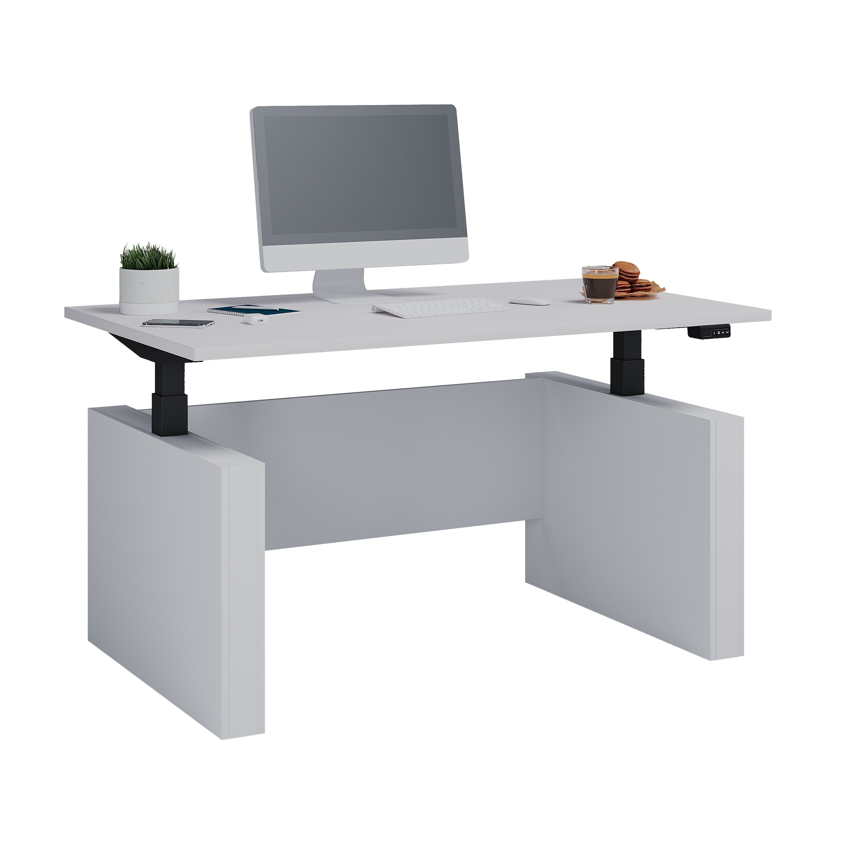 VCM H&ouml;henverstellbarer Schreibtisch, stufenlos 71-120 cm elektrisch h&ouml;henverstellbar, Computerisch Ma&szlig;e 140x80, B&uuml;rotisch Salia 