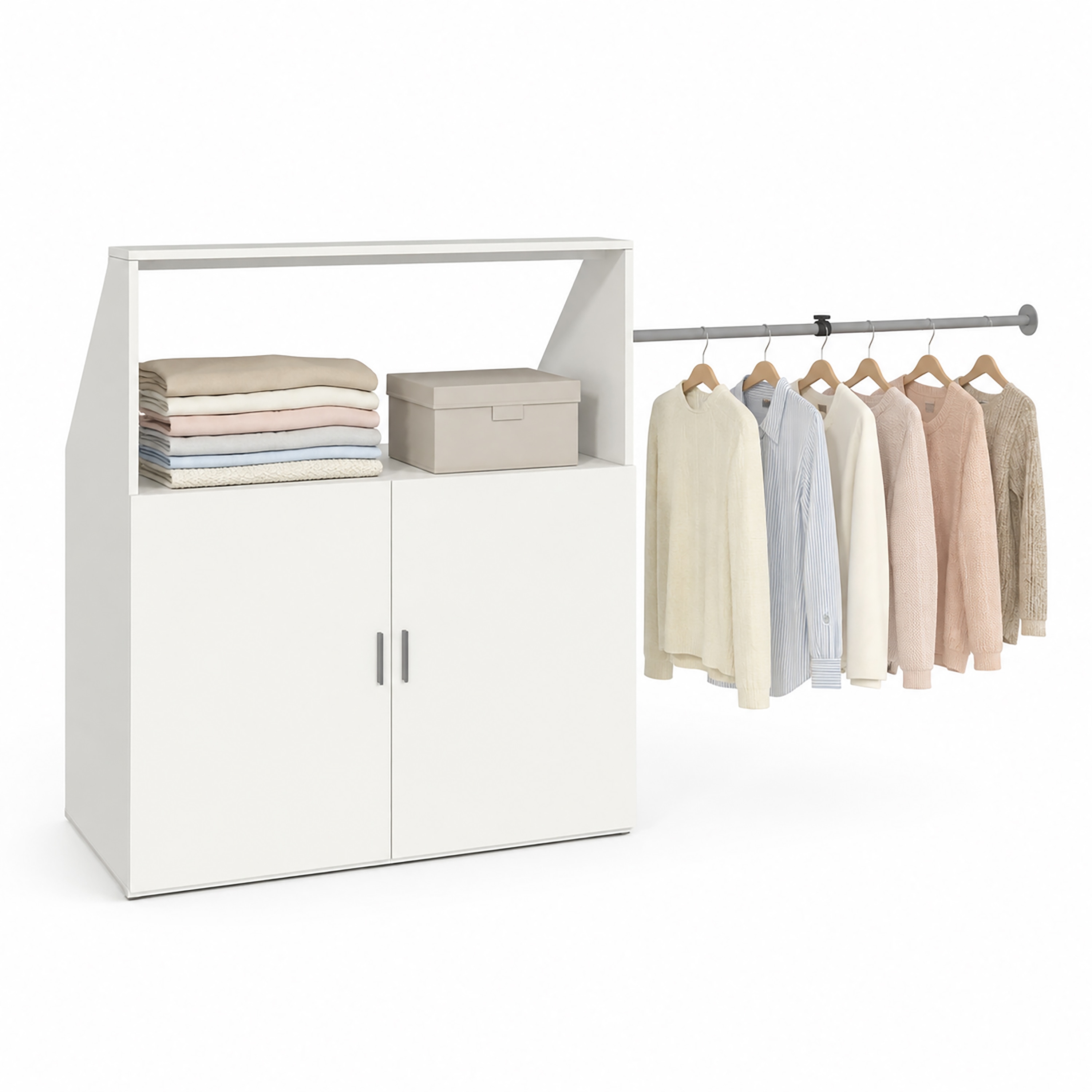 VCM Kleiderschrank f&uuml;r Dachschr&auml;ge mit Kleiderstange & Stauraum Schrank f&uuml;r Schlafzimmer Dachboden - Dacho M 