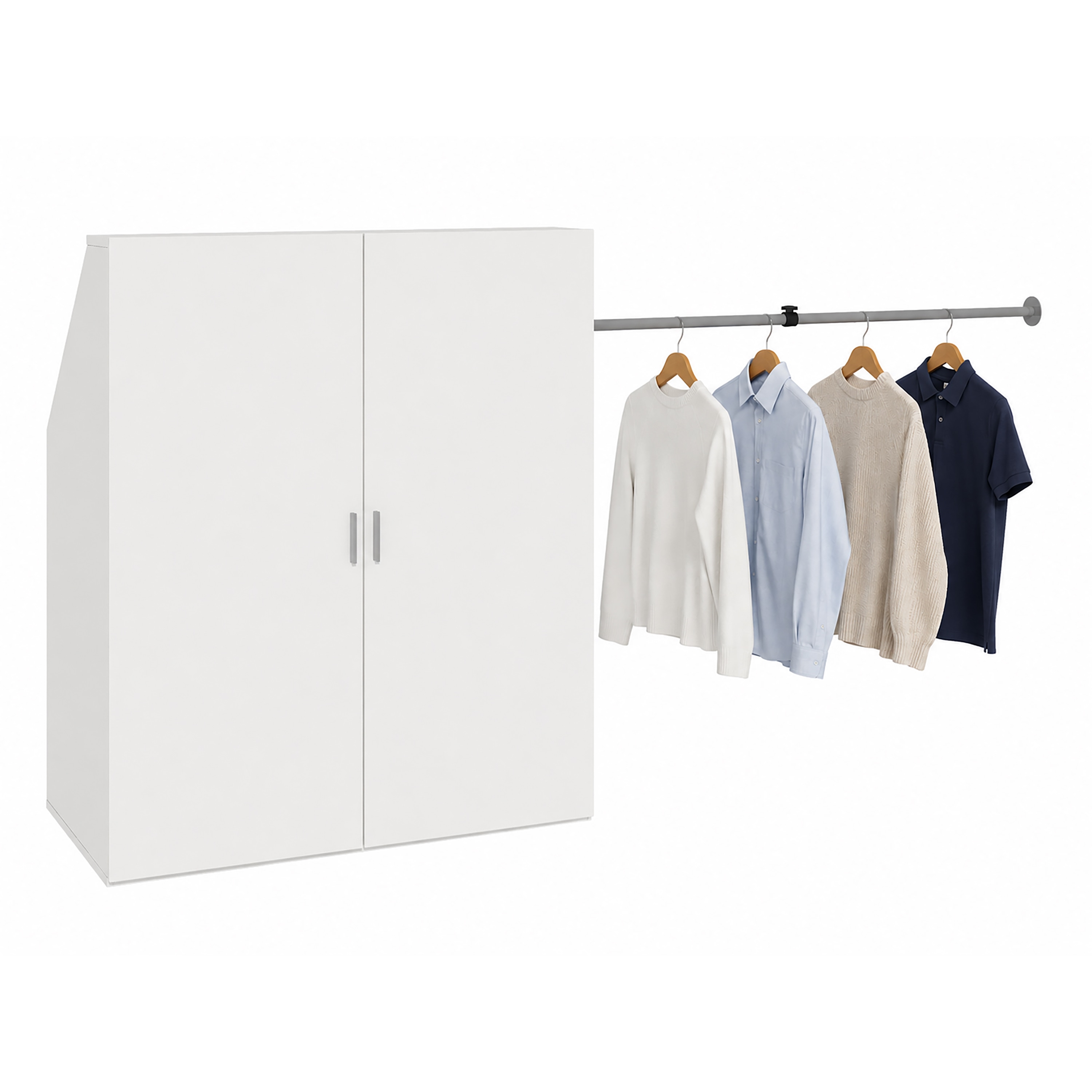 VCM Kleiderschrank f&uuml;r Dachschr&auml;ge mit Kleiderstange & Stauraum Schrank f&uuml;r Schlafzimmer Dachboden - Dacho L 
