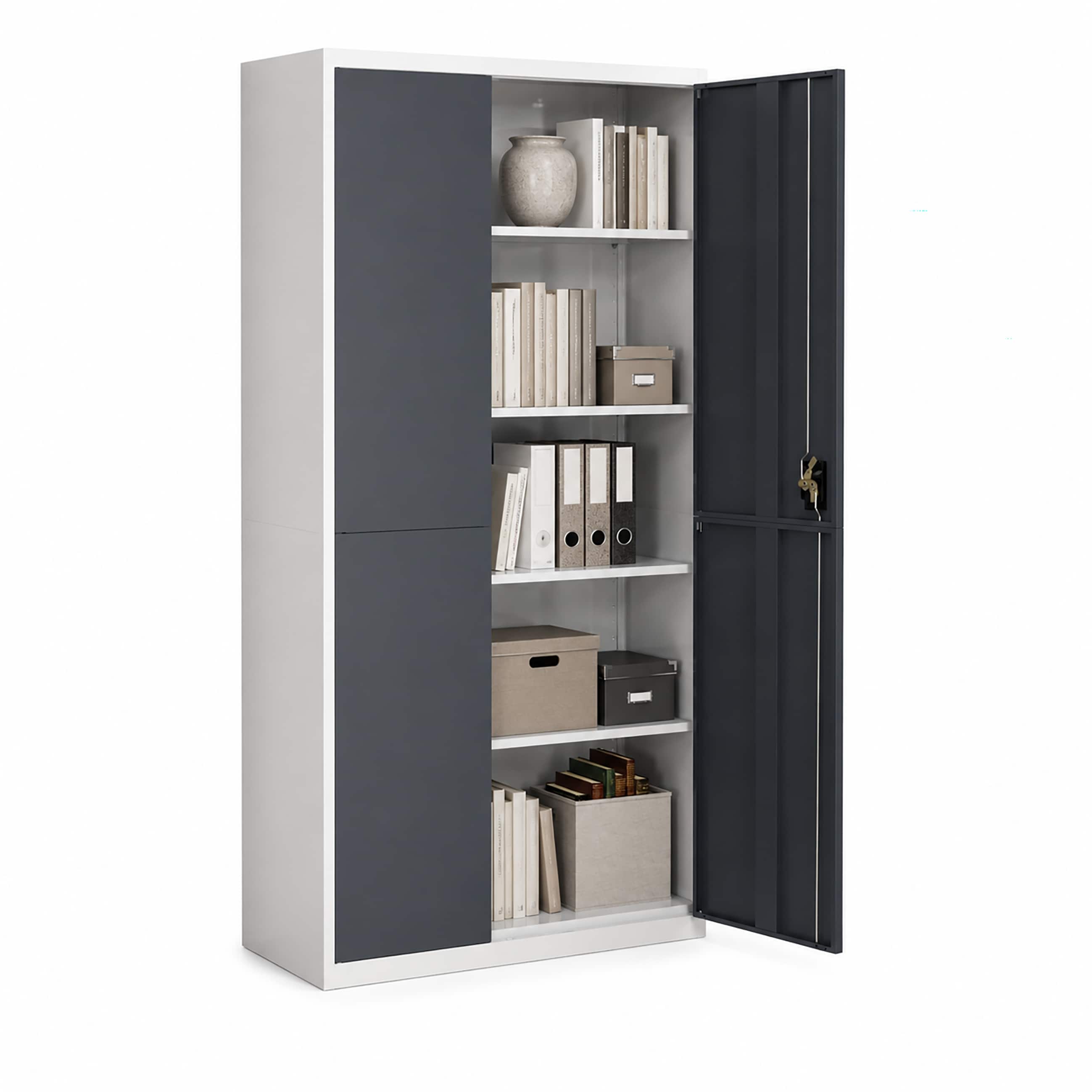 VCM Metallschrank mit 5 F&auml;chern, Stahlschrank abschlie&szlig;bar, 80 x 180 x 40 cm, Aktenschrank und Universalschrank, Malivo 