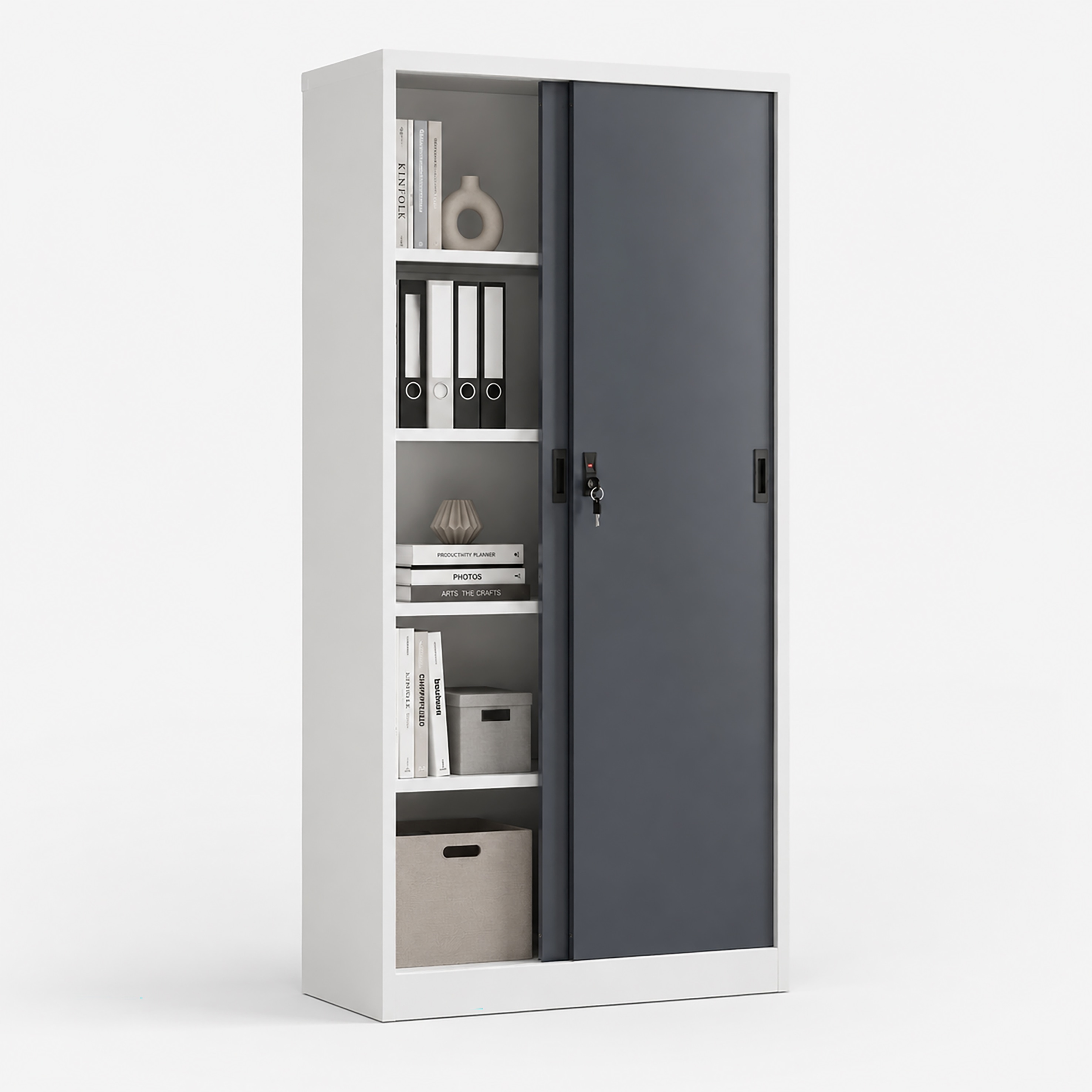 VCM Metallschrank mit 5 F&auml;chern und 2 Schiebet&uuml;ren, Stahlschrank abschlie&szlig;bar, 80 x 180 x 40 cm, Aktenschrank und Universalschrank, Malivo 