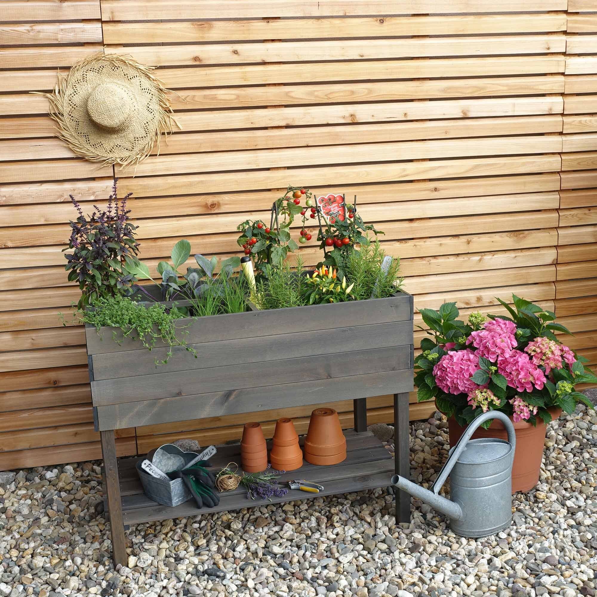 Promadino Balkon-Kr&auml;uterbeet auf Beinen grau 