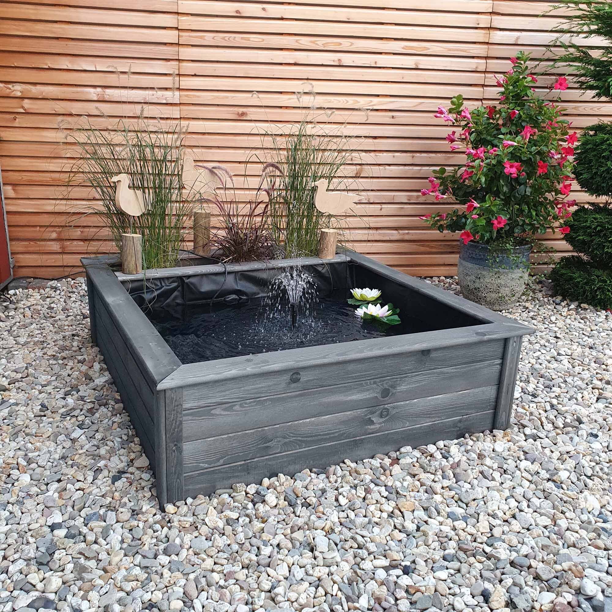 Promadino Hochteich mit seitlicher Pflanzzone, grau 