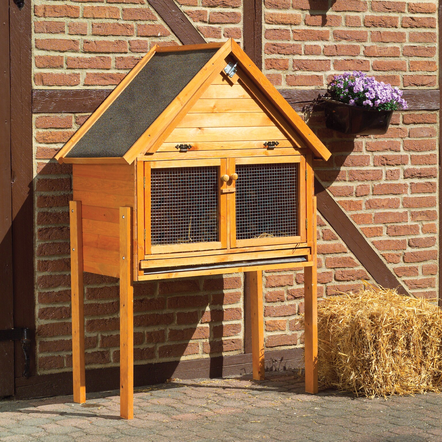 Promadino Kleintierstall mit Spitzdach 