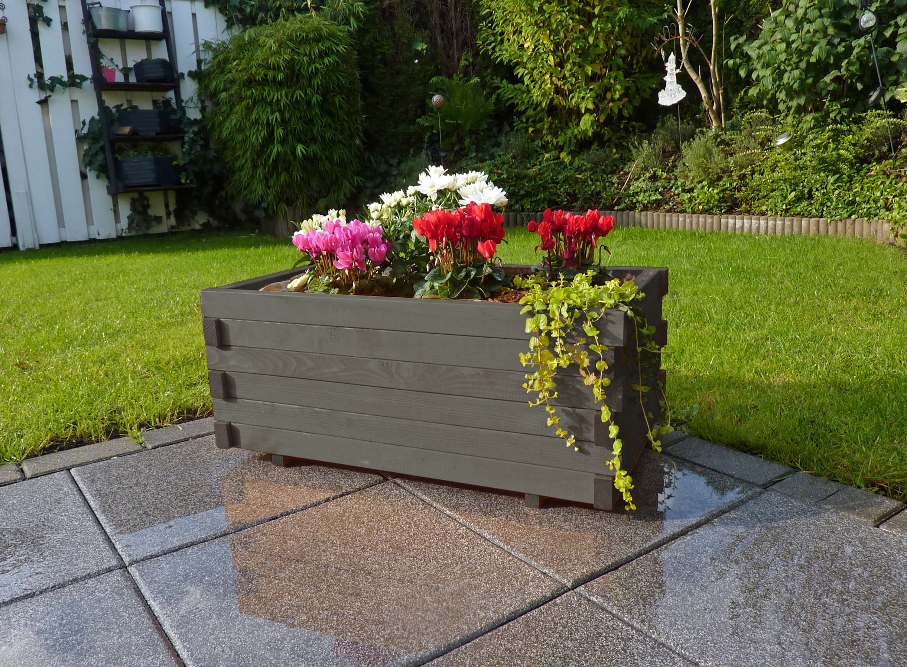 Promadino Pflanzkasten "Lucca" mit Pflanzfolie anthrazit 
