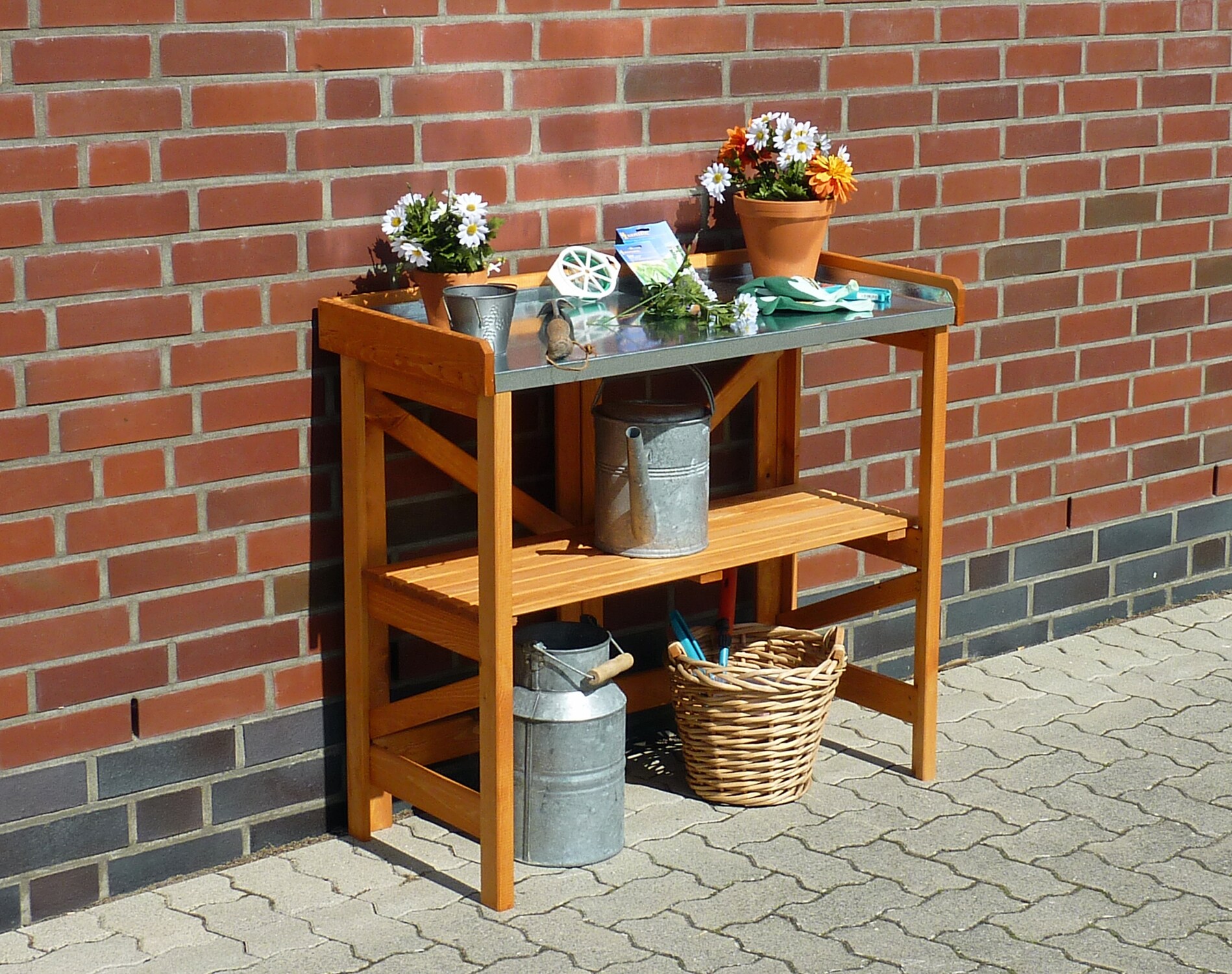 Promadino Pflanztisch klappbar mit verzinkter Arbeitsfl&auml;che 